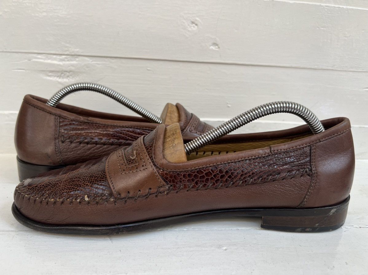 Zelli Zelli Genuine Ostrich Brown Leather Milano Penny Loafer Size US 8.5 / EU 41-42 - 7 Thumbnail