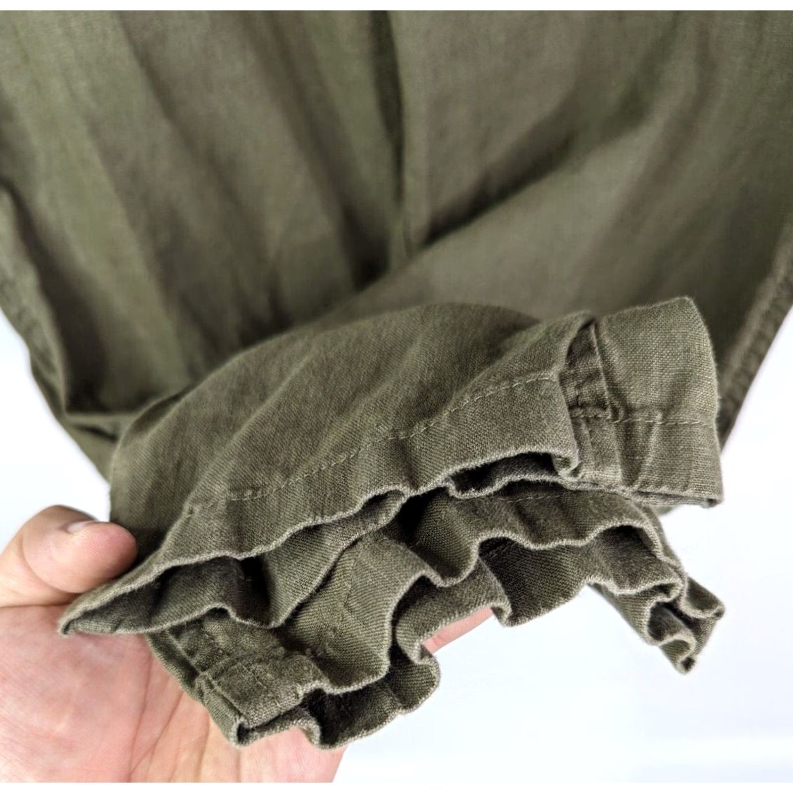 J. Jill VINTAGE J Jill Love Linen Pants Women's XL Olive Green Cropped Pull On Pockets Lagenlook - Mens, Womens Size 40" / US 18 - 3 Thumbnail