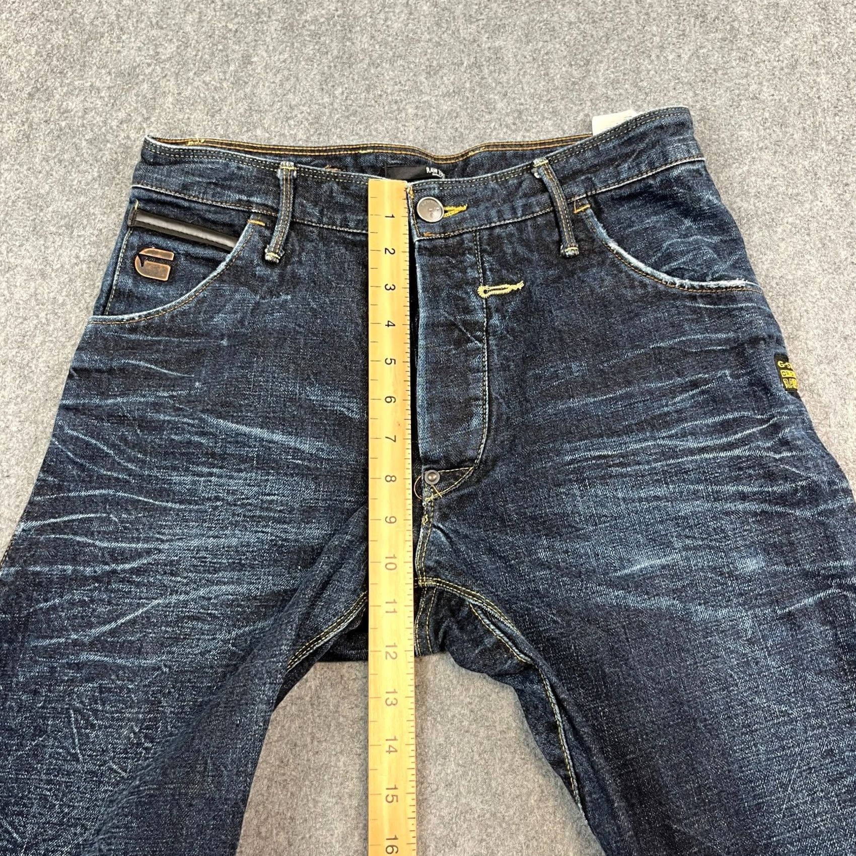 G-Star G-Star 3301 Jeans Arc Loose Tapered Denim Dark Wash Blue Whiskers 30 Regular Men Mens 5-Pocket Vintage No Zip Button Dark Wash Jeans Size US 30 / EU 46 - 5 Thumbnail