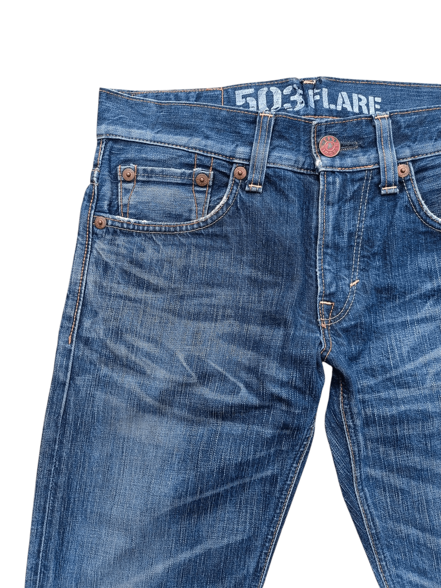 Edwin FLARED 90s Edwin 503 Flare BlueTrip Whiskers Faded Jeans Size US 32 / EU 48 - 8 Thumbnail