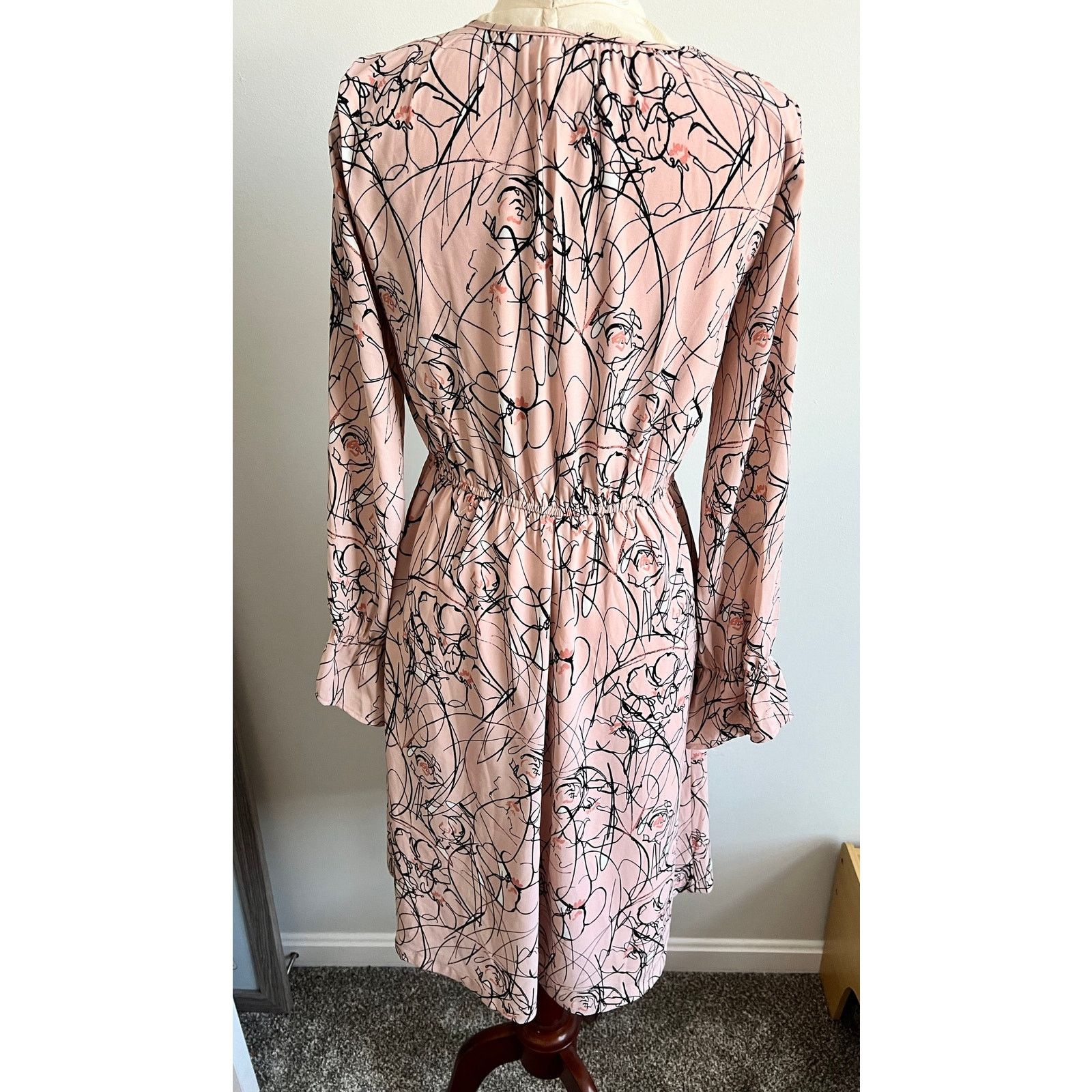 Nordstrom Nordstrom Rack Women's Floral Long Sleeve Pink Midi Dress XS Size XS / US 0-2 / IT 36-38 - 5 Thumbnail