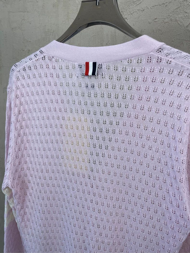 Thom Browne Thom browne Pink purple four-striped knitted cardigan jacke Size M / US 6-8 / IT 42-44 - 5 Thumbnail