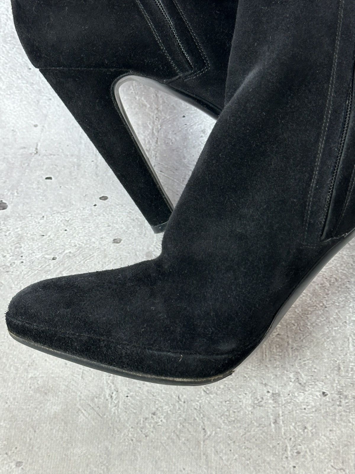 Prada Prada Black Suede High Heel Zip Made in Italy Ankle Booties Size US 7 / IT 37 - 14 Thumbnail