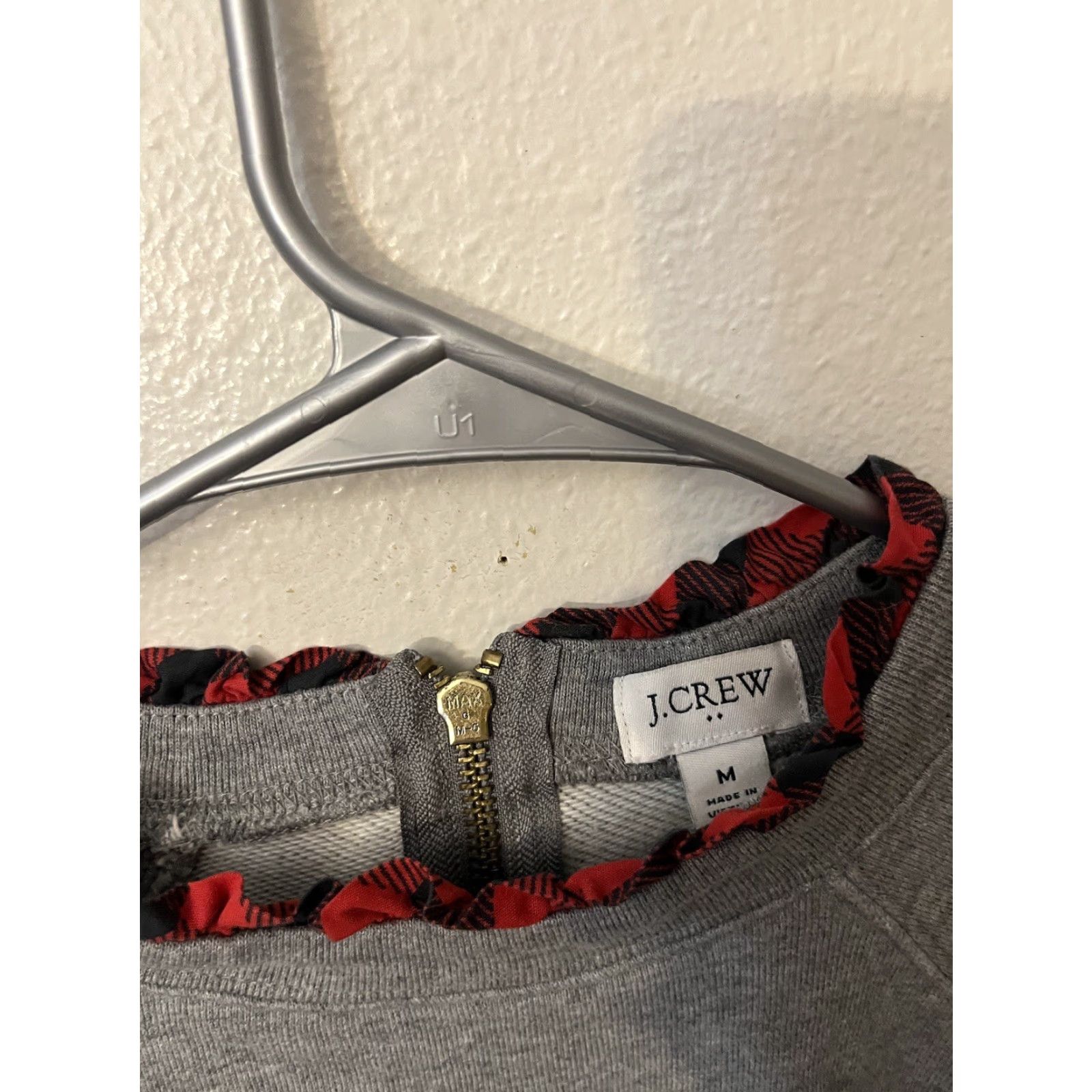 J.Crew J.Crew H0273 Woven Leopard Trim Ruffneck Pull-Over Gray Sweatshirt M Womens Sweatshirt Leopard 90s Vintage Style Basic Size M / US 6-8 / IT 42-44 - 2 Thumbnail