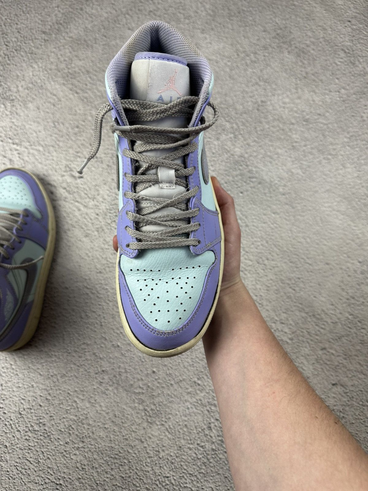 Nike Nike Jordan 1 Mid Purple Aqua Leather Sneakers Y2K Disressed Size US 8.5 / EU 41-42 - 9 Thumbnail