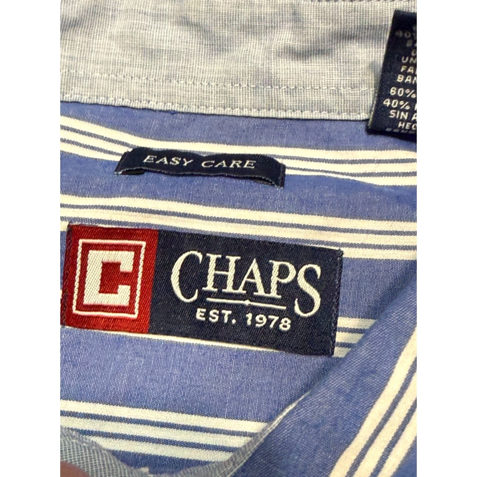 Chaps Chaps Shirt Men 2XL Blue Striped Short Sleeve Button-Up Pockets Regular Fit Everyday Casual Size US XXL / EU 58 / 5 - 4 Thumbnail