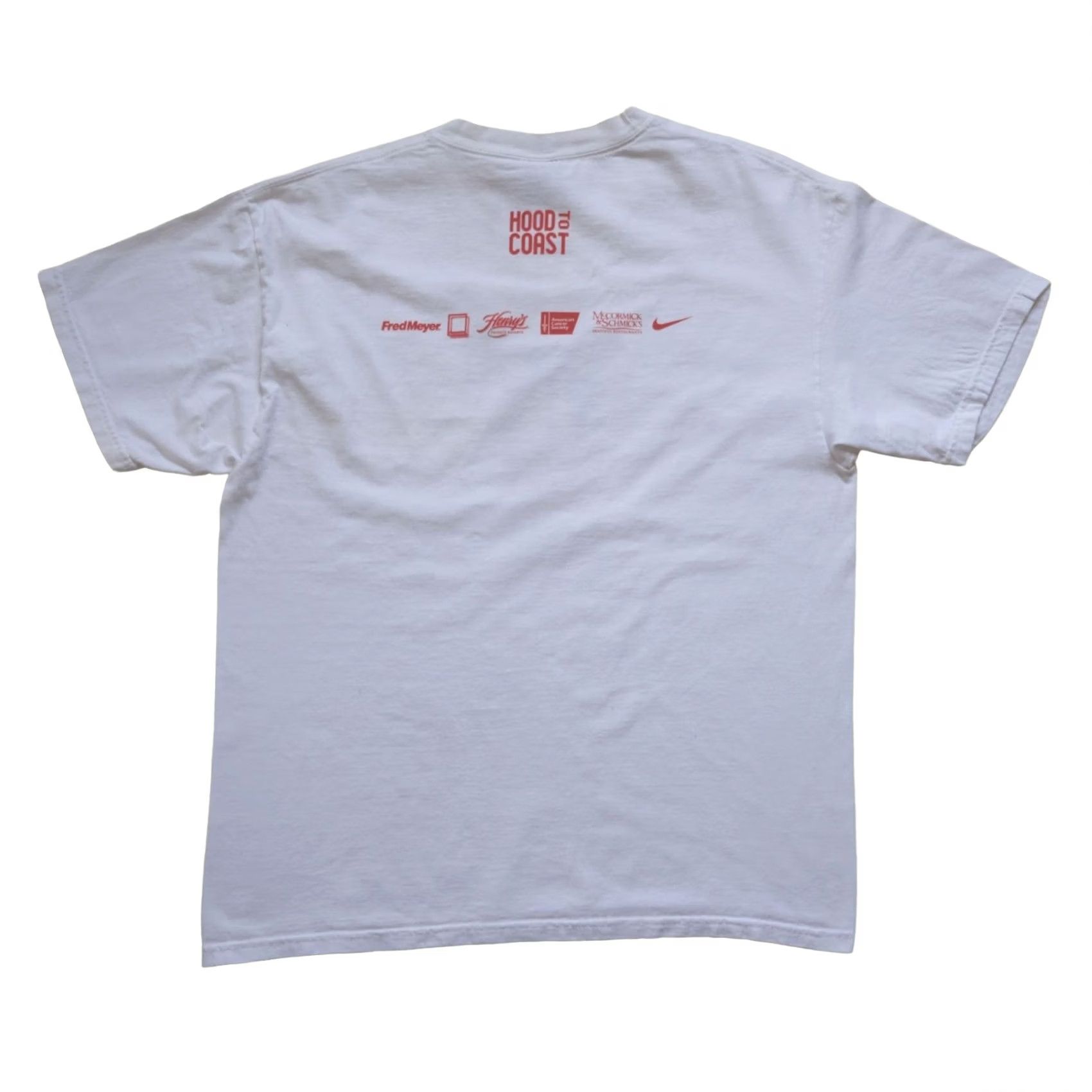 Nike VINTAGE Nike T-Shirt USA MADE HOOD TO COAST MARATHON GRAPHIC White Regular SZ L Mens Shirts 2000s Size US L / EU 52-54 / 3 - 3 Thumbnail
