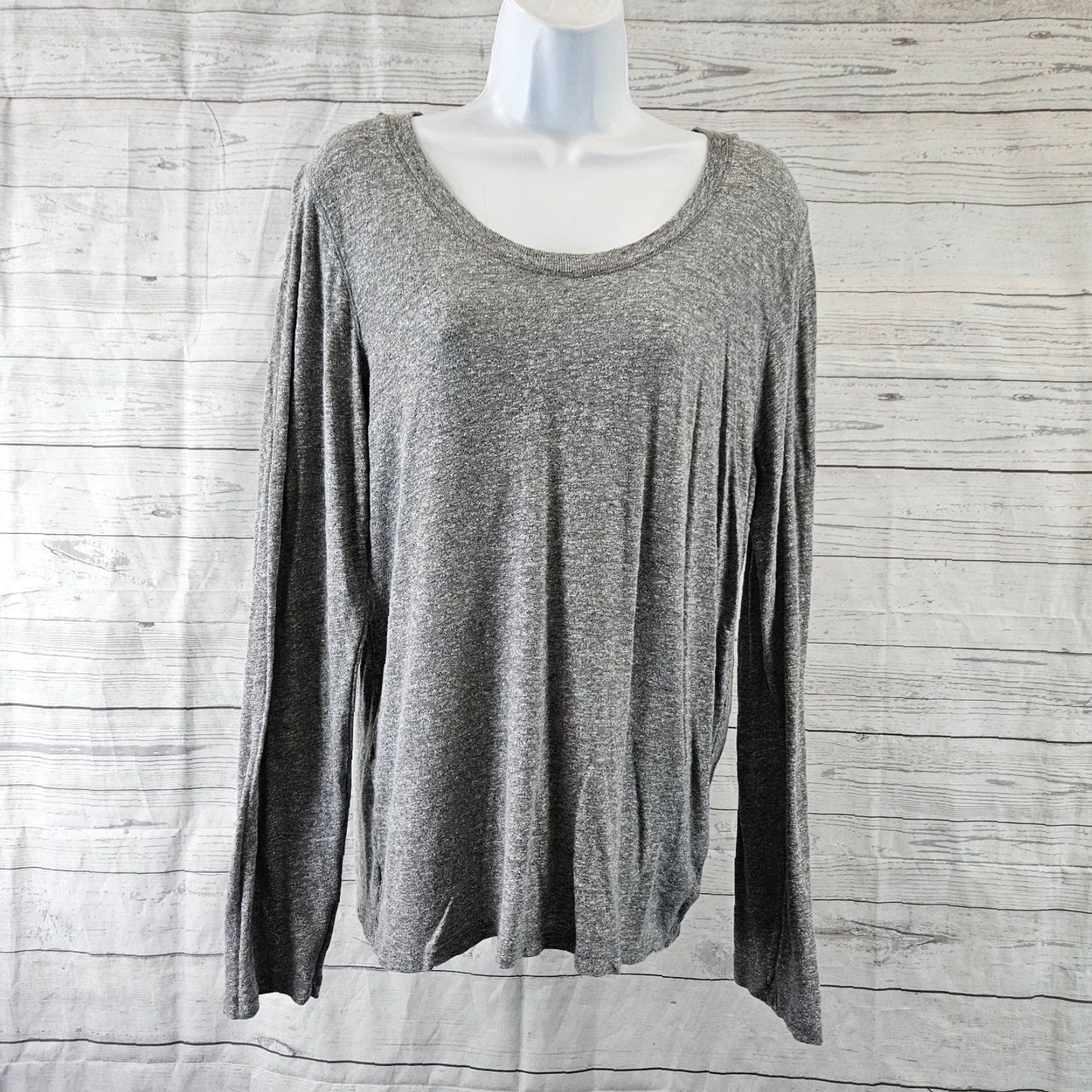 MONROW Monrow Womens Blouse Shirt XL Gray Long Sleeve Polyester Blend Pullover Solid Modern Basic Womens Size XL / US 12-14 / IT 48-50 - 2 Thumbnail