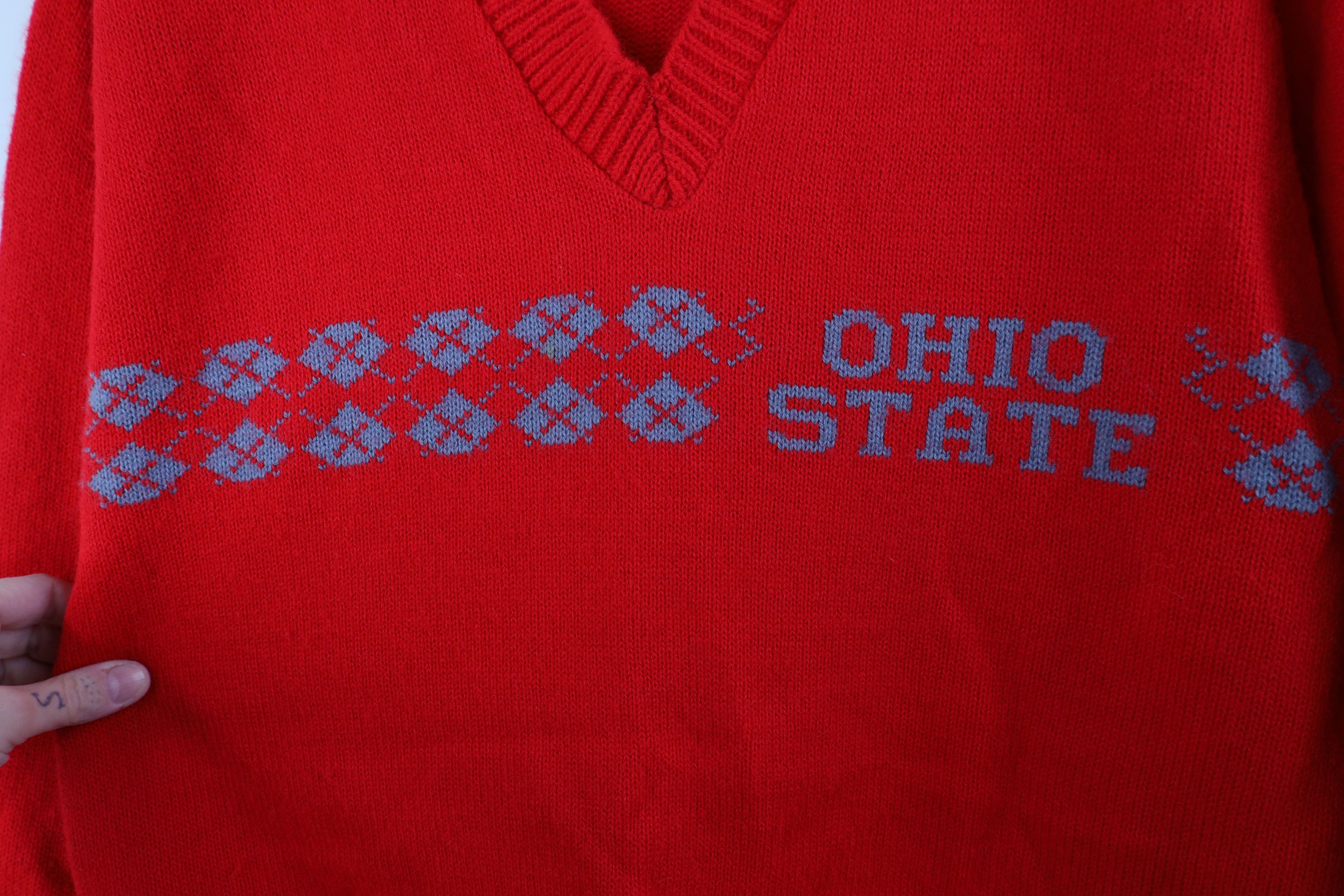 Vintage Vintage 70s 80s Ohio State University V-Neck Sweater USA Size L / US 10 / IT 46 - 6 Thumbnail