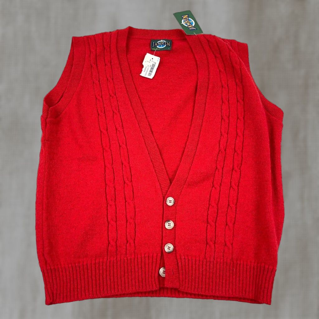 Jantzen VINTAGE Jantzen Sweater Vest Men Large Red Knit 90s Casual Classic Golf Size US L / EU 52-54 / 3 - 1 Thumbnail