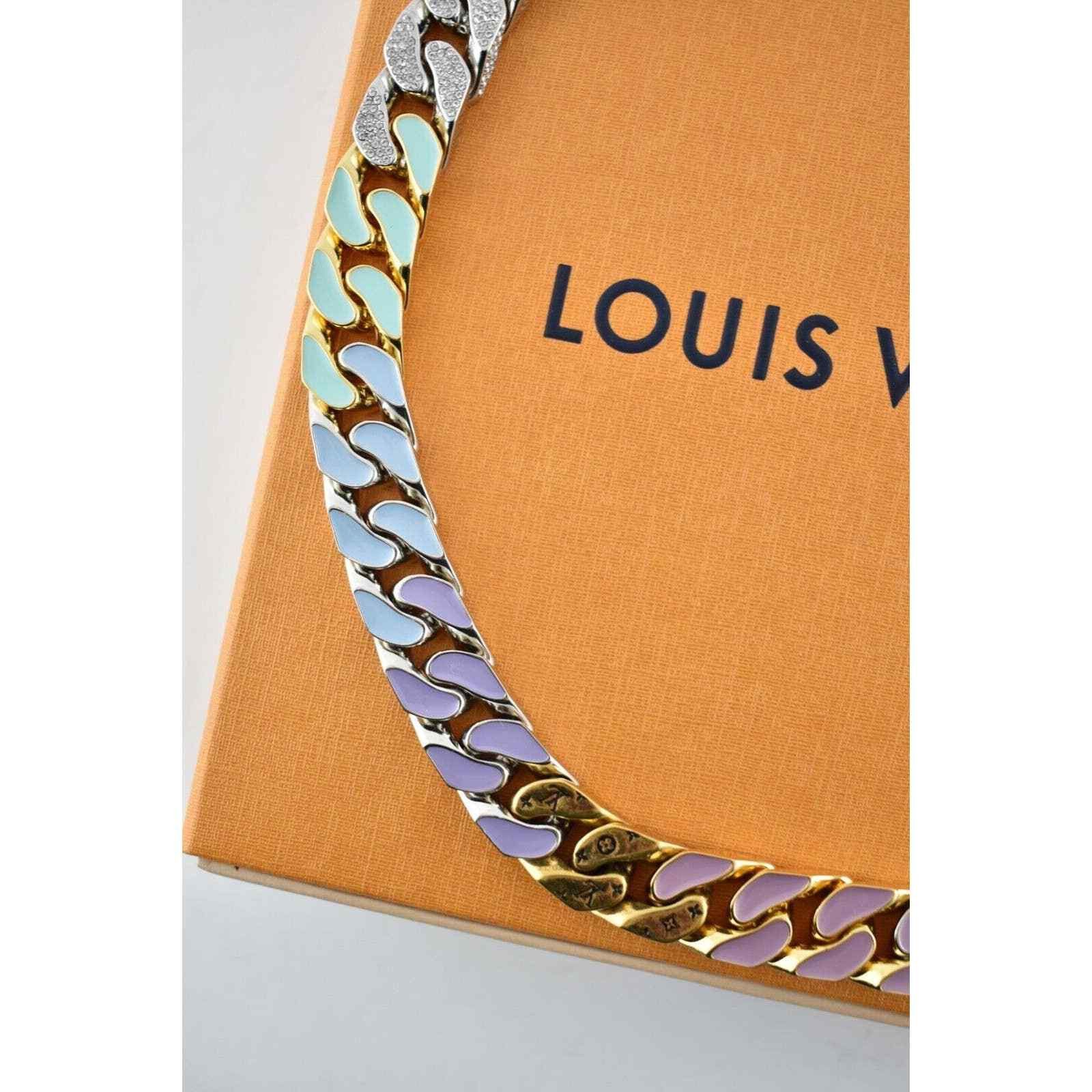 Louis Vuitton Louis Vuitton Gold Silver Crystal Abloh Chain Necklace Size ONE SIZE - 6 Thumbnail