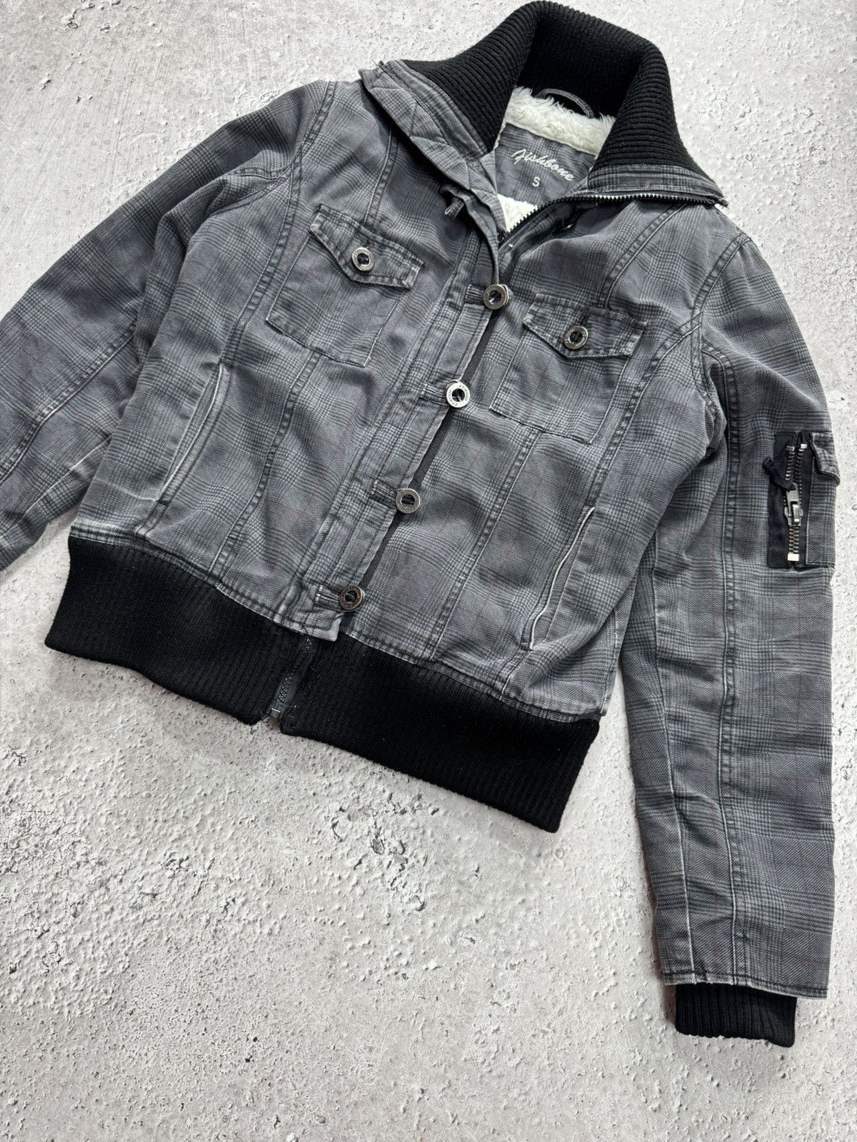 Other Women Cropped Jacket Sherpa Lined Moto Biker Plaid Zip S Size M / US 6-8 / IT 42-44 - 10 Thumbnail