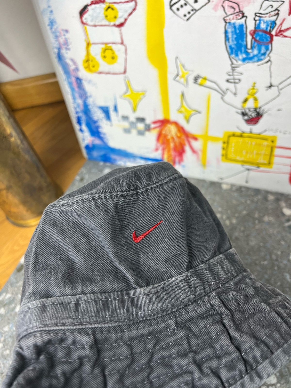Nike × Vintage Vintage Nike Swoosh Logo Bucket Hat Panama faded Size ONE SIZE - 20 Thumbnail