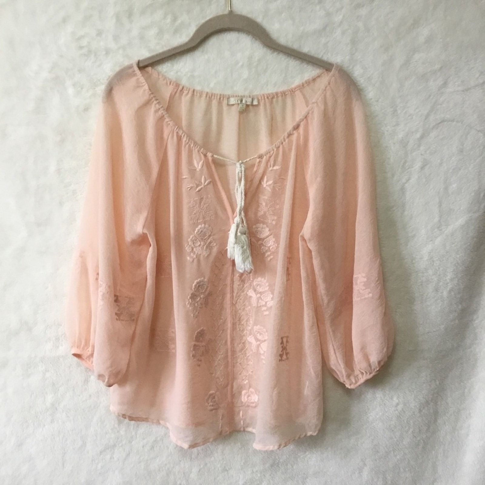 Other Under Skies Sheer Blush Flower Pattern Blouse Size S / US 4 / IT 40 - 1 Thumbnail
