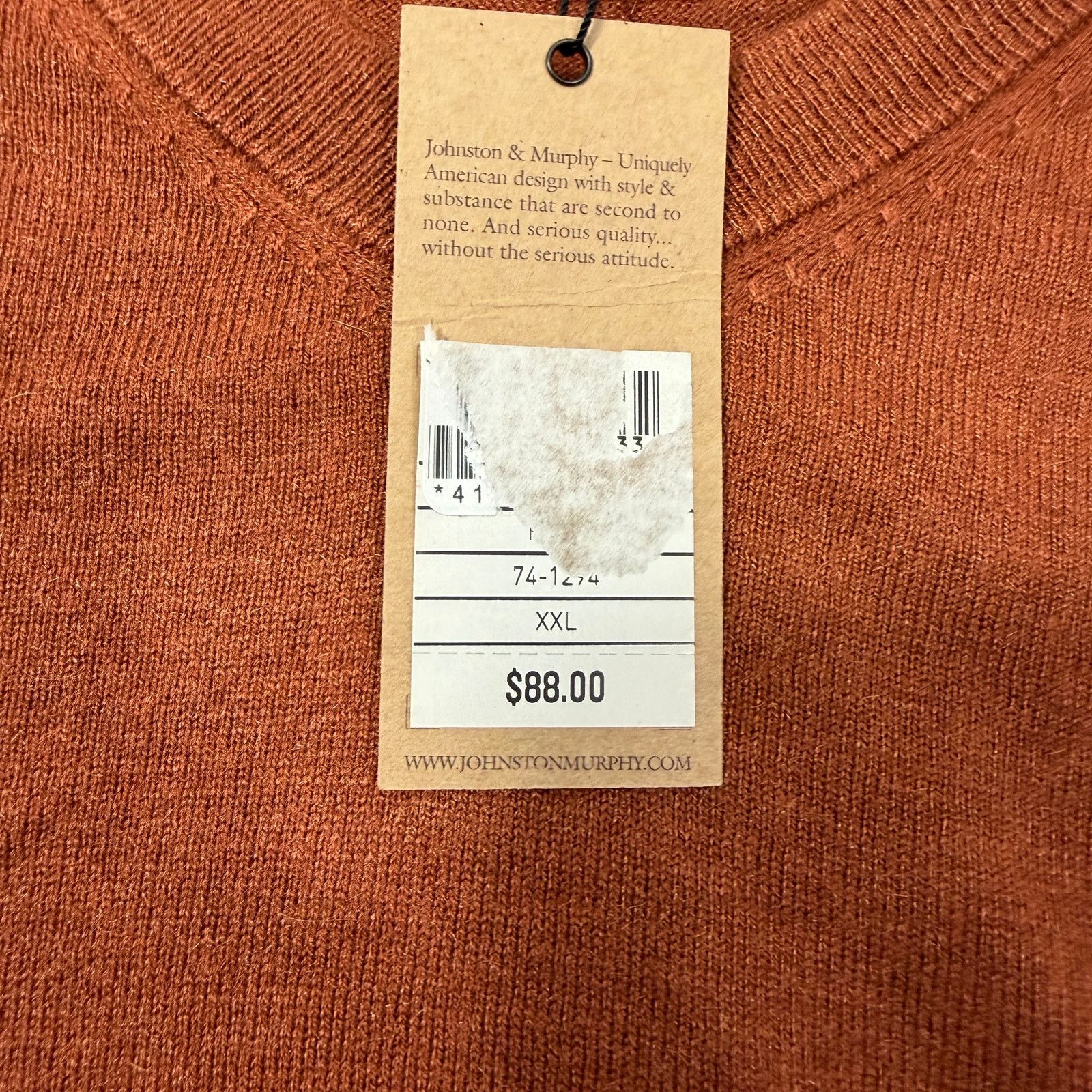 Johnston & Murphy Johnston & Murphy Sweater Men's 2XL XXL Orange V-Neck NEW Size US XXL / EU 58 / 5 - 5 Thumbnail