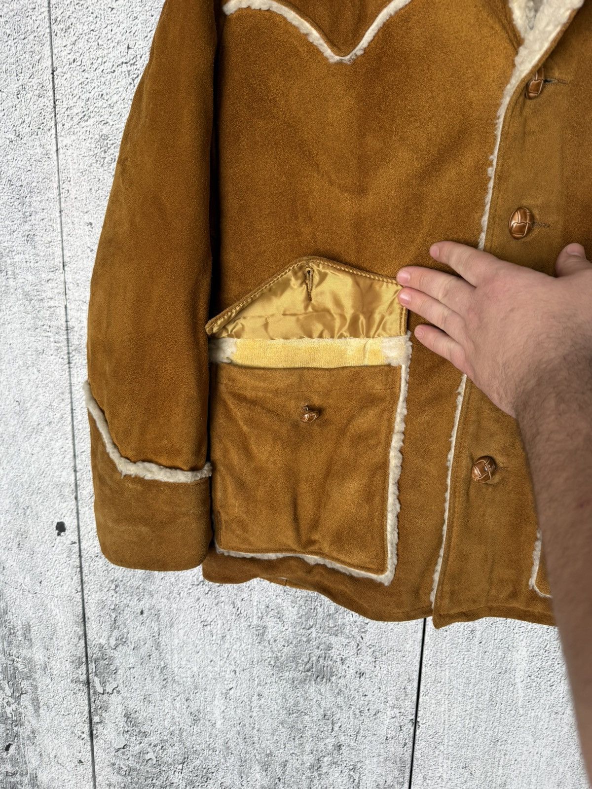 Schott Vintage Schott NYC Western Shearling Suede Leather Jacket Size US L / EU 52-54 / 3 - 13 Thumbnail
