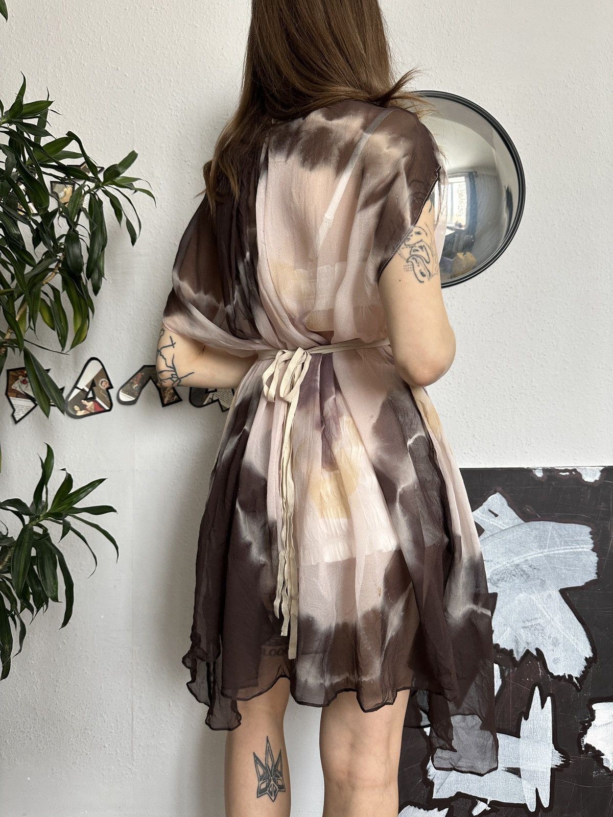 Allsaints × Vintage All Saints Tie-dye Dress Draped Silk Button up Beach Blouse Size L / US 10 / IT 46 - 5 Thumbnail