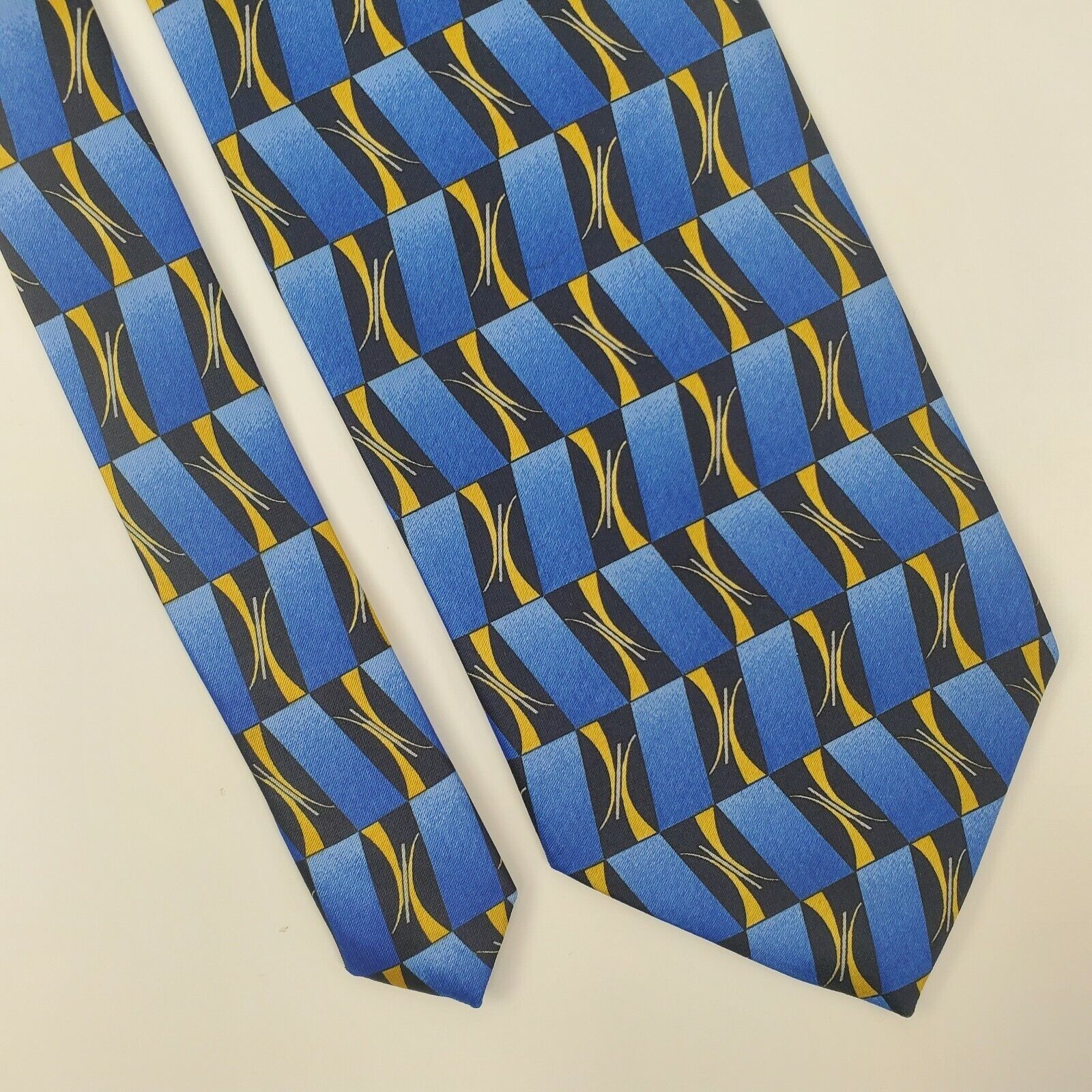 Vintage Romario Manzini Blue Geometric Silk Tie Classic Size ONE SIZE - 1 Thumbnail