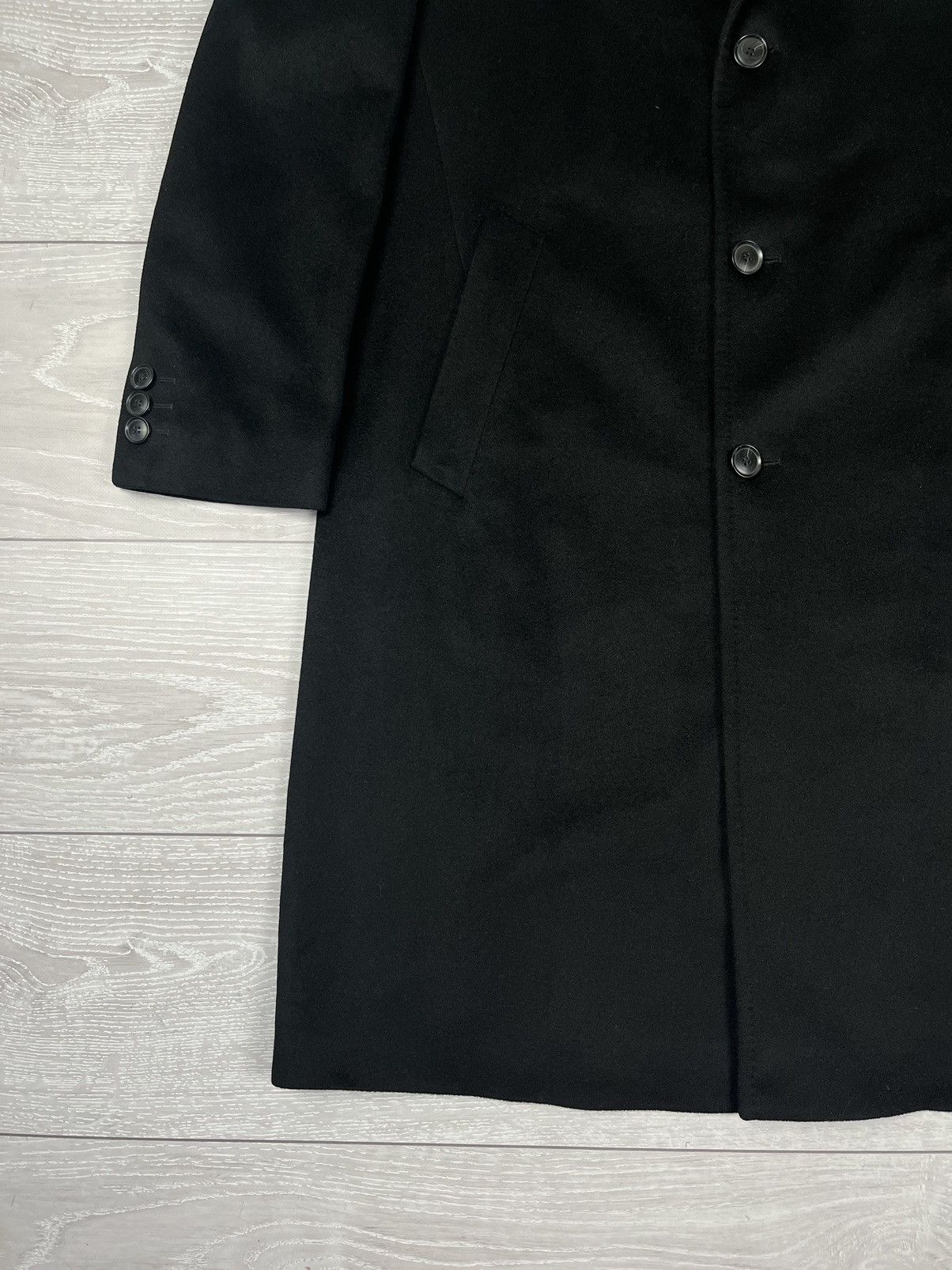Hugo Boss Hugo Boss Morgan 100% Cashmere Three Buttons Long Black Coat Size US L / EU 52-54 / 3 - 3 Thumbnail