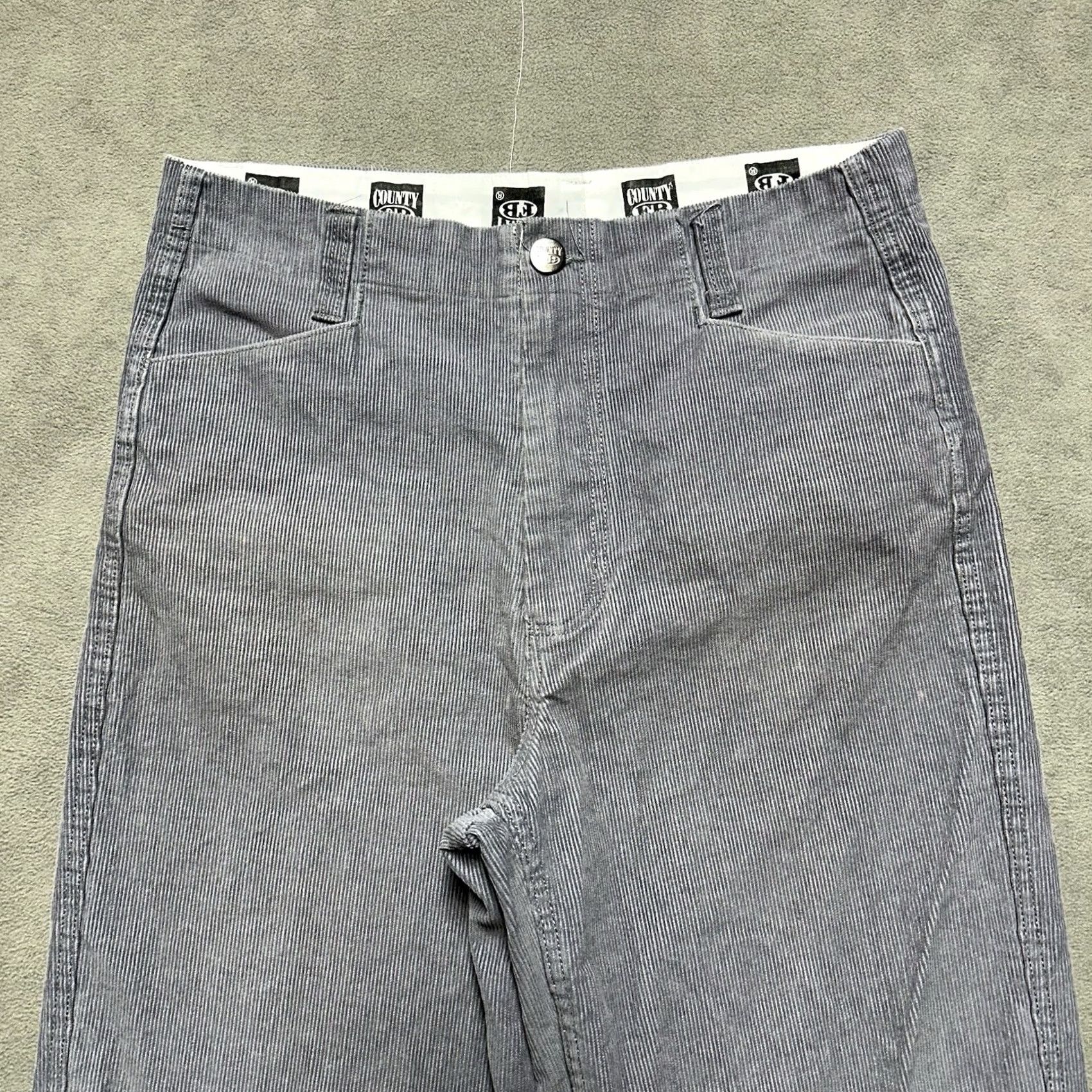 Vintage County FB Pants Mens 32x32 Gray Corduroy Straight 90s Hip Hop Grunge Style Size US 32 / EU 48 - 3 Thumbnail