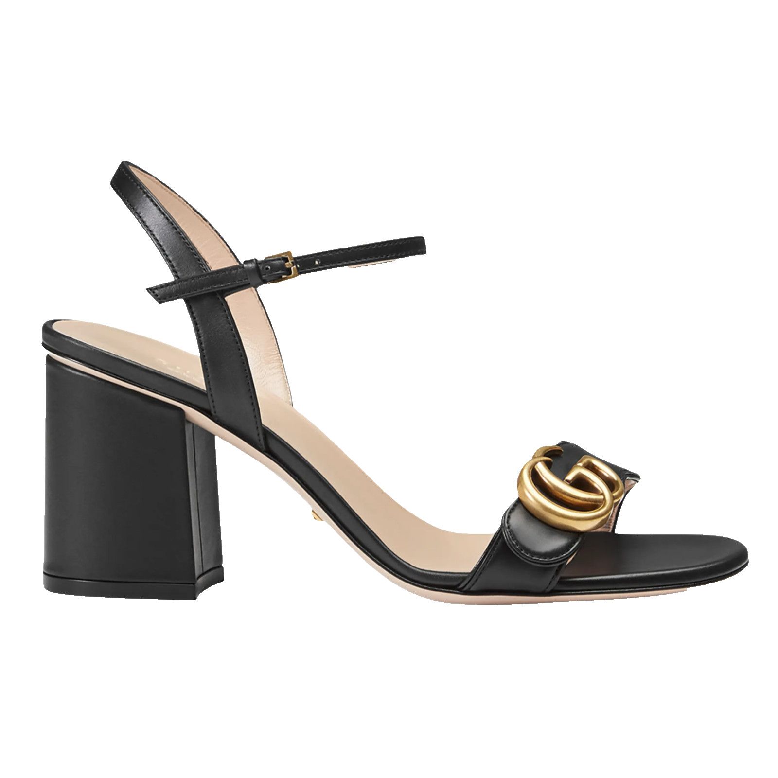Gucci Gucci Marmont Black Leather Gold GG Logo Block Heel Ankle Size US 10 / IT 40 - 1 Thumbnail