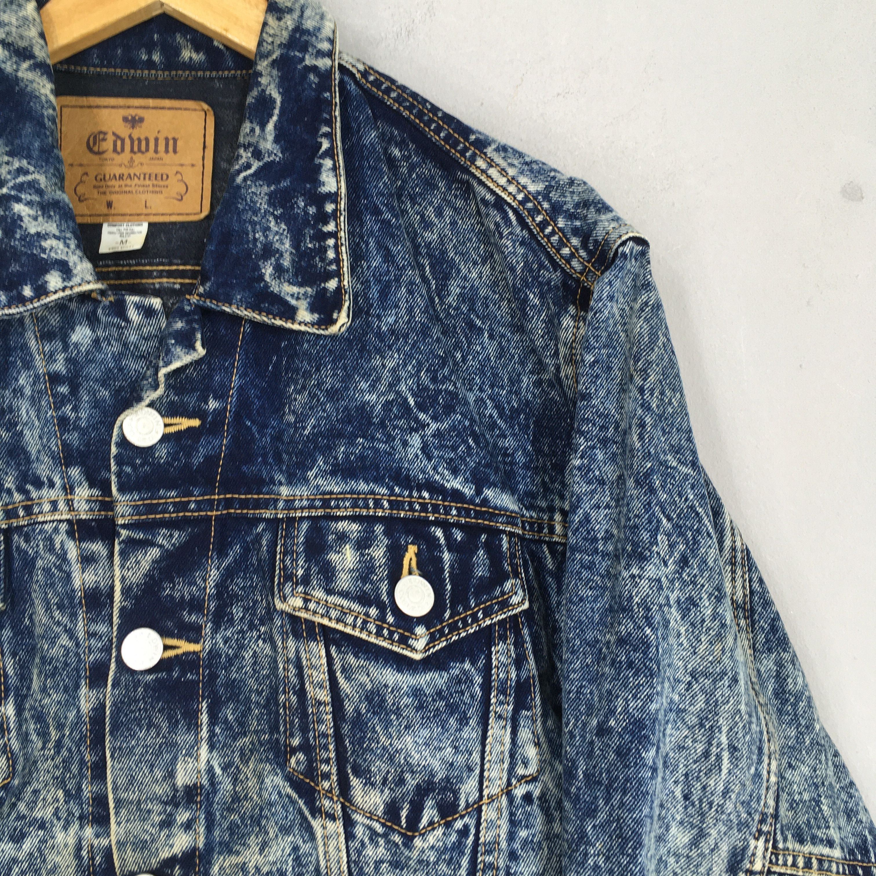 Edwin Vintage Edwin Trucker Denim Trucker Acid Wash Jacket Medium Size US M / EU 48-50 / 2 - 2 Thumbnail