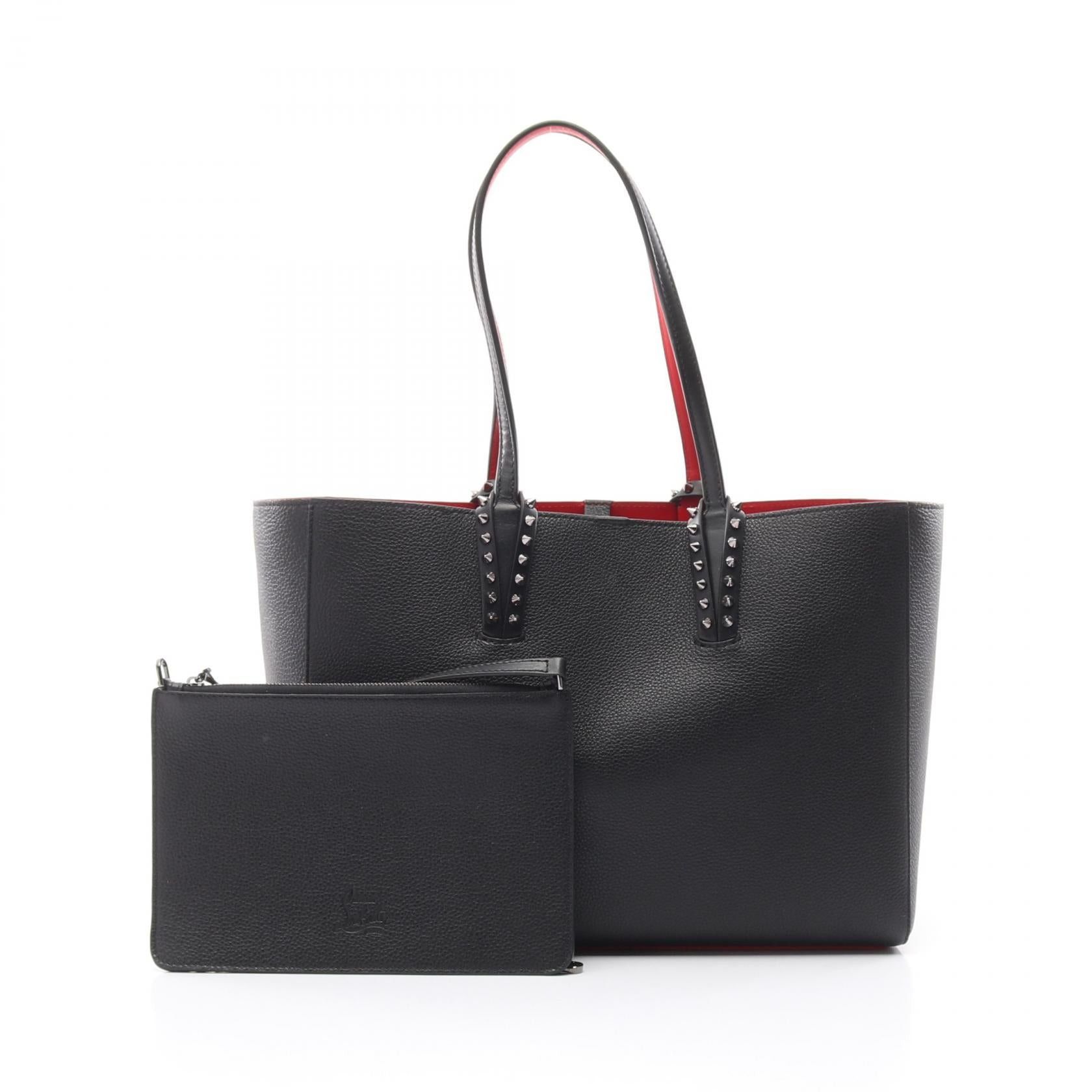 Christian Louboutin Christian Louboutin Cabata Small Handbag Tote Bag Leather Black Red Size ONE SIZE - 1 Thumbnail