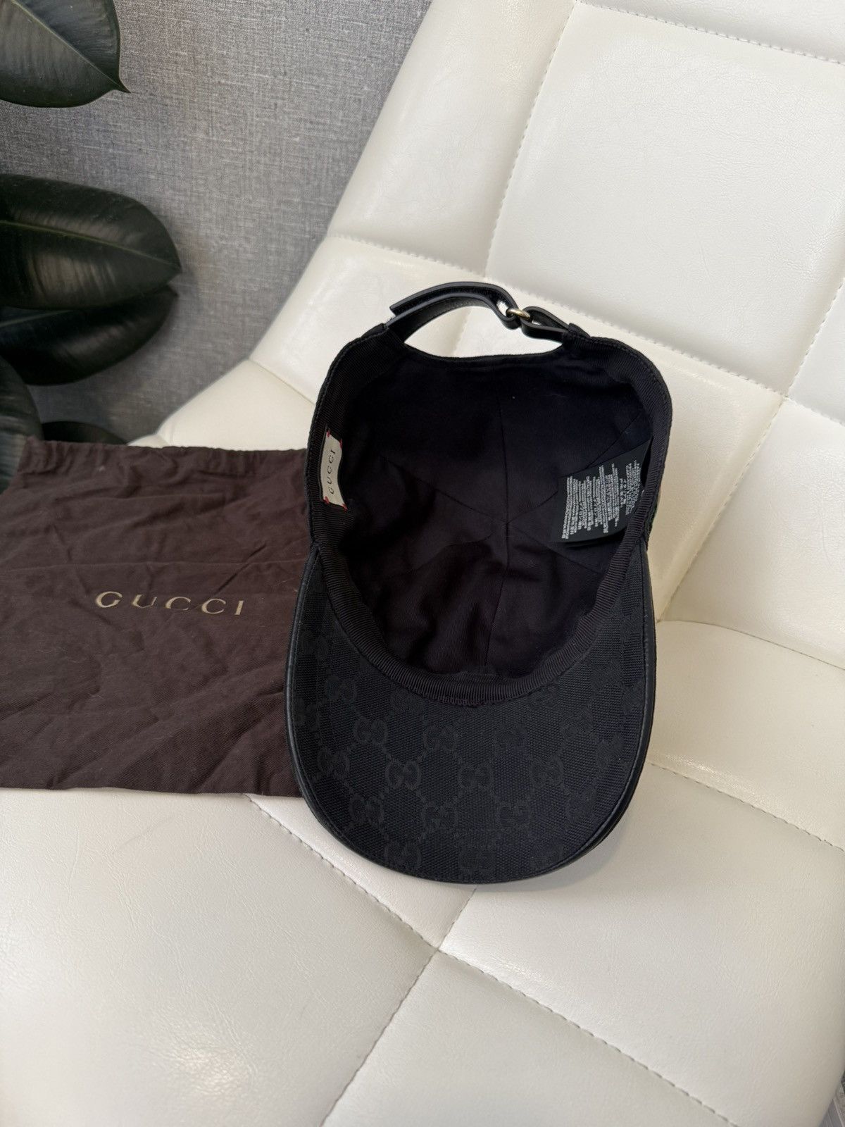 Gucci Gucci GG Black Monogram Baseball Cap with Web Stripe Hat Size ONE SIZE - 14 Thumbnail