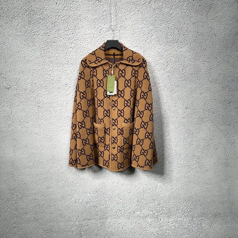 Gucci New Gucci GG Pattern Wool Cape-dmc Size US XS / EU 42 / 0 - 1 Thumbnail
