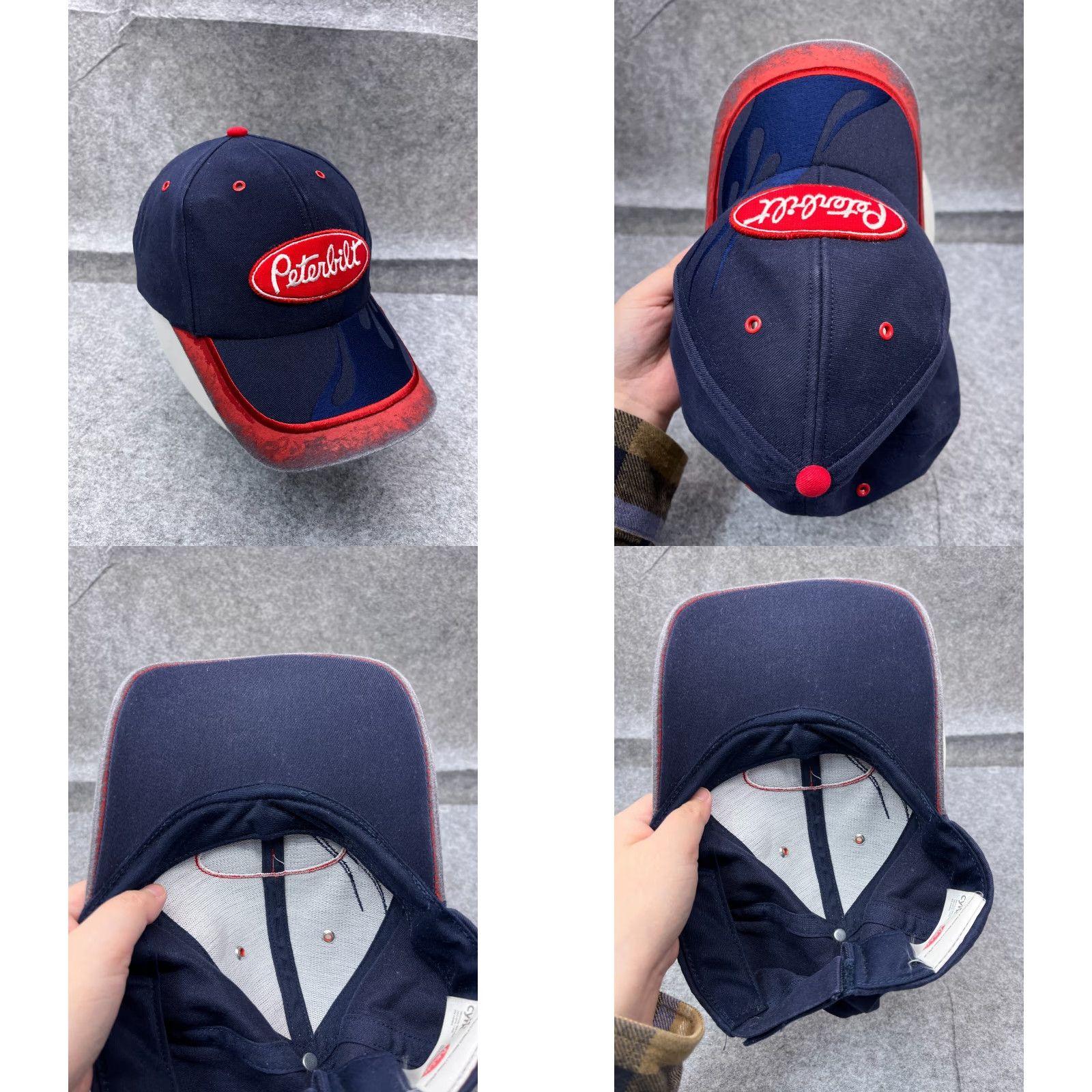 Vintage Peterbilt Hat Cap Strap Back Adult One Size Blue Fire Cotton Truck Logo Baseball Cap Mens Size ONE SIZE - 8 Thumbnail