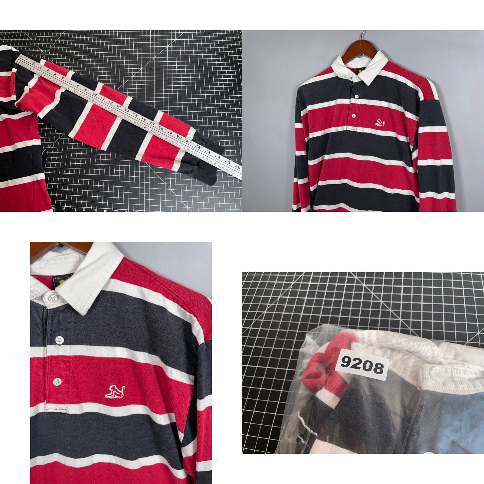 Vintage VINTAGE Drunknmunky Rugby Polo Shirt Long Sleeve Men XL Red Black Striped 90s Retro Cotton-Poly blend Embroidered Collar Polo Shirt Mens Size US XL / EU 56 / 4 - 8 Thumbnail