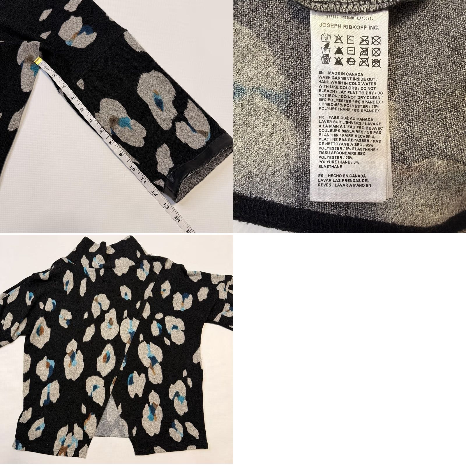 Joseph Ribkoff Joseph Ribkoff Sweater Womens 8 Black Animal Print Mock Neck Zip Pocket Tunic Size M / US 6-8 / IT 42-44 - 8 Thumbnail
