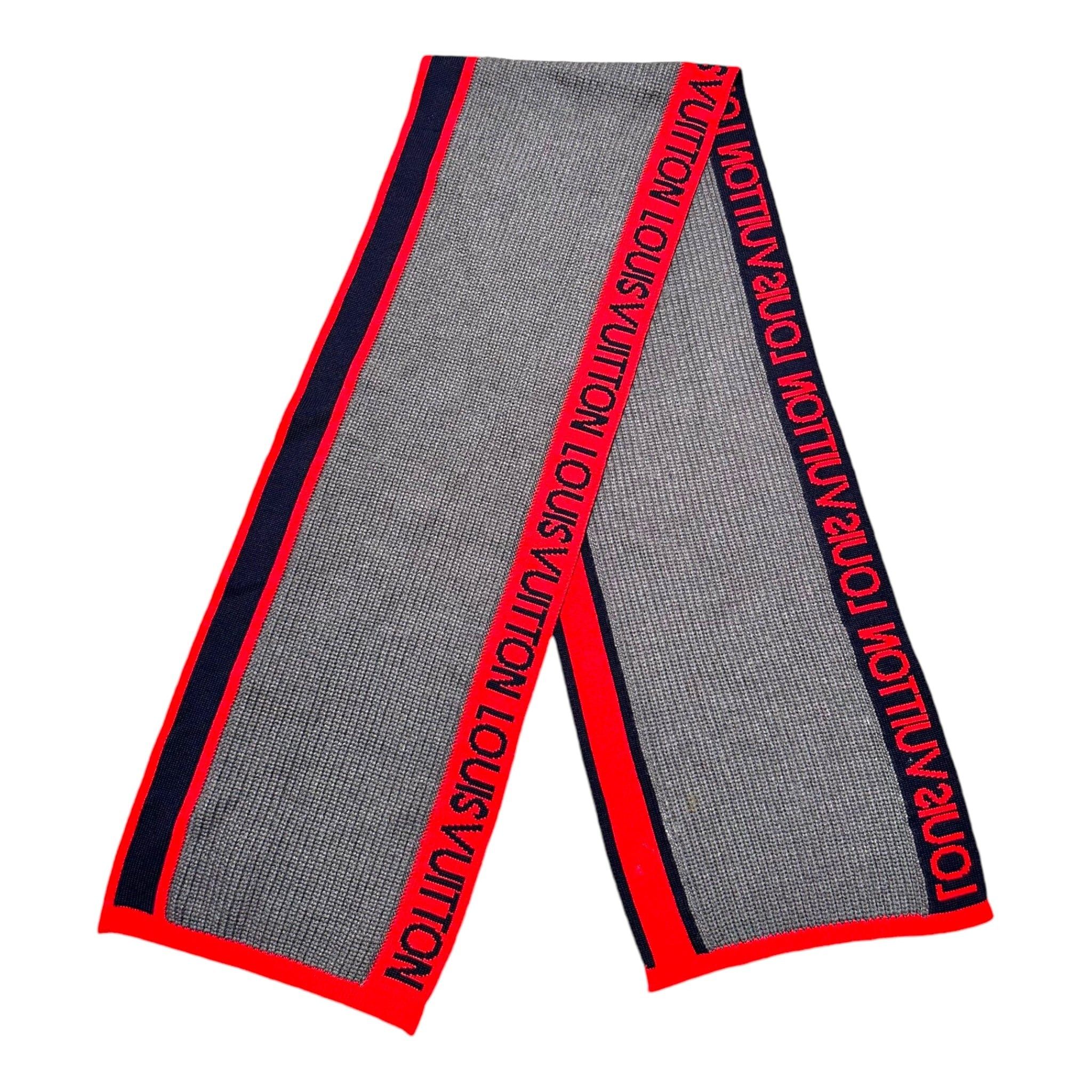 Louis Vuitton Generation Wool Scarf Grey Red Size ONE SIZE - 1 Thumbnail