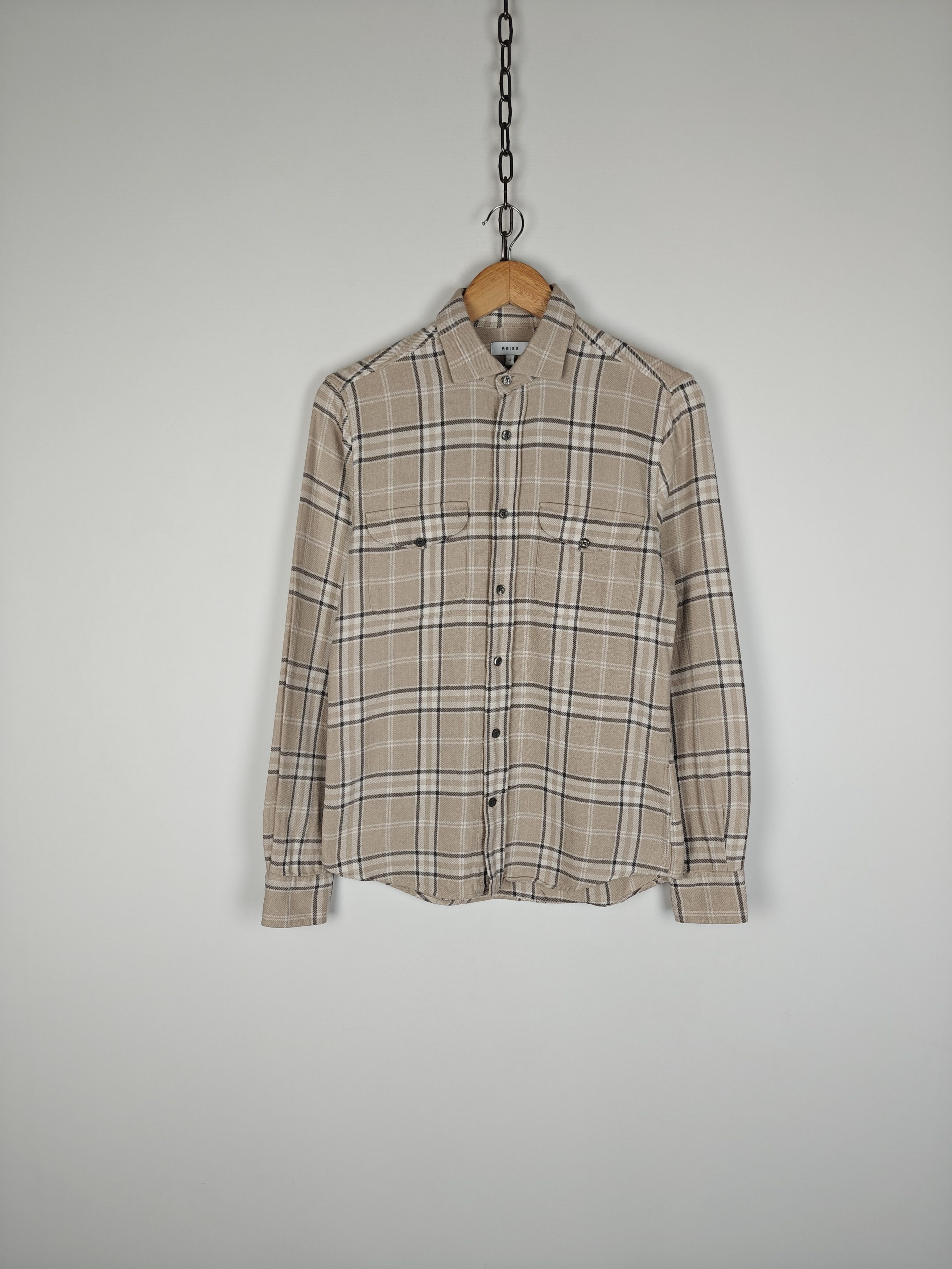 Reiss Reiss Cotton Shirt Check Beige size S Size US S / EU 44-46 / 1 - 1 Thumbnail