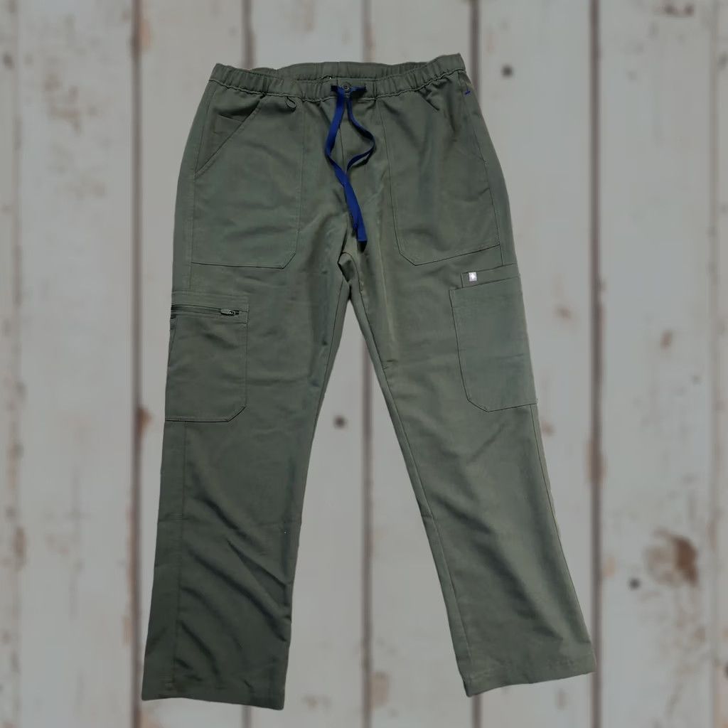 Vintage FIGS Cairo Pants Mens 37x29 Green Technical Collection Cargo Scrub Elastic Waist Size US 33 - 1 Thumbnail