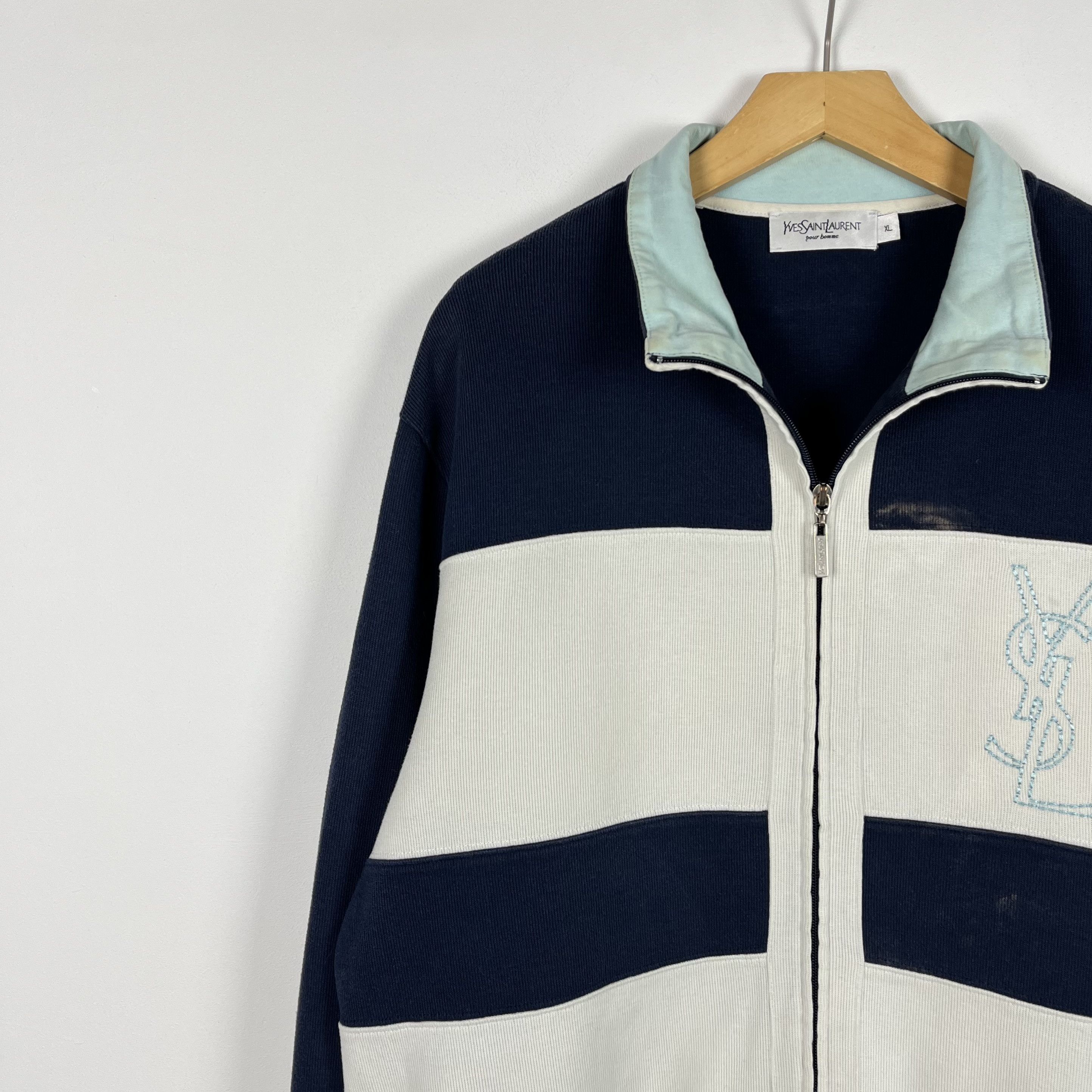 Yves Saint Laurent Vintage Yves Saint Laurent YSL Big Logo Zip Sweatshirt 90’s Size US XL / EU 56 / 4 - 5 Thumbnail