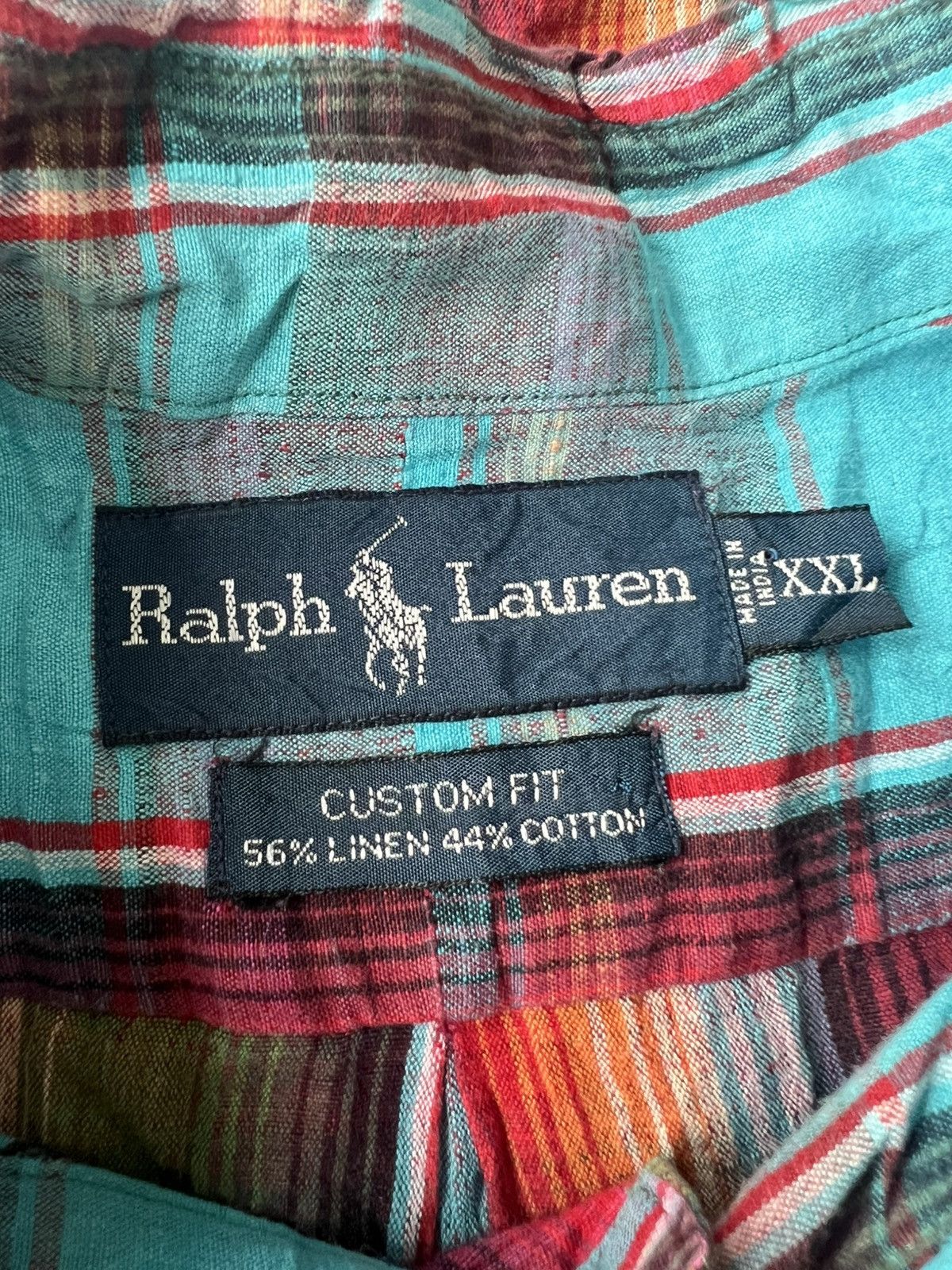 Polo Ralph Lauren Vintage Polo Ralph Lauren Madras Plaid Linen Oxford Shirt Size US XXL / EU 58 / 5 - 6 Thumbnail