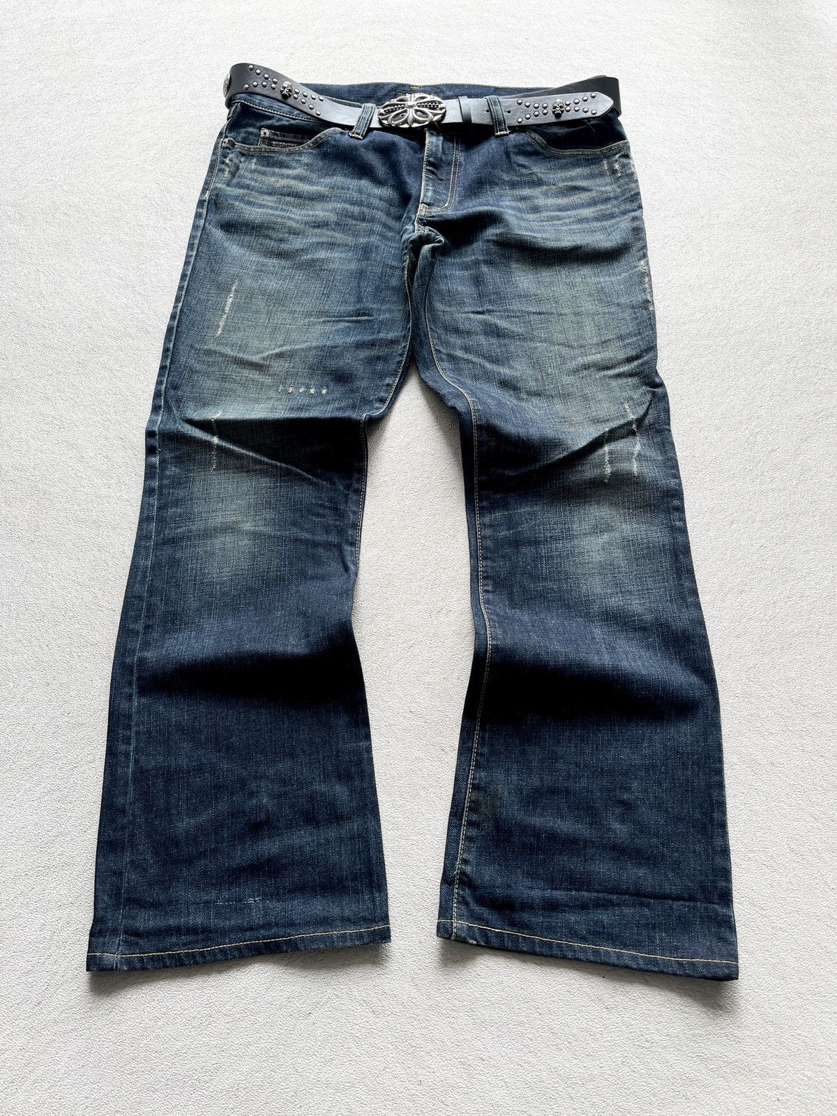 2000s Burberry Black Label Faded Flare Jeans