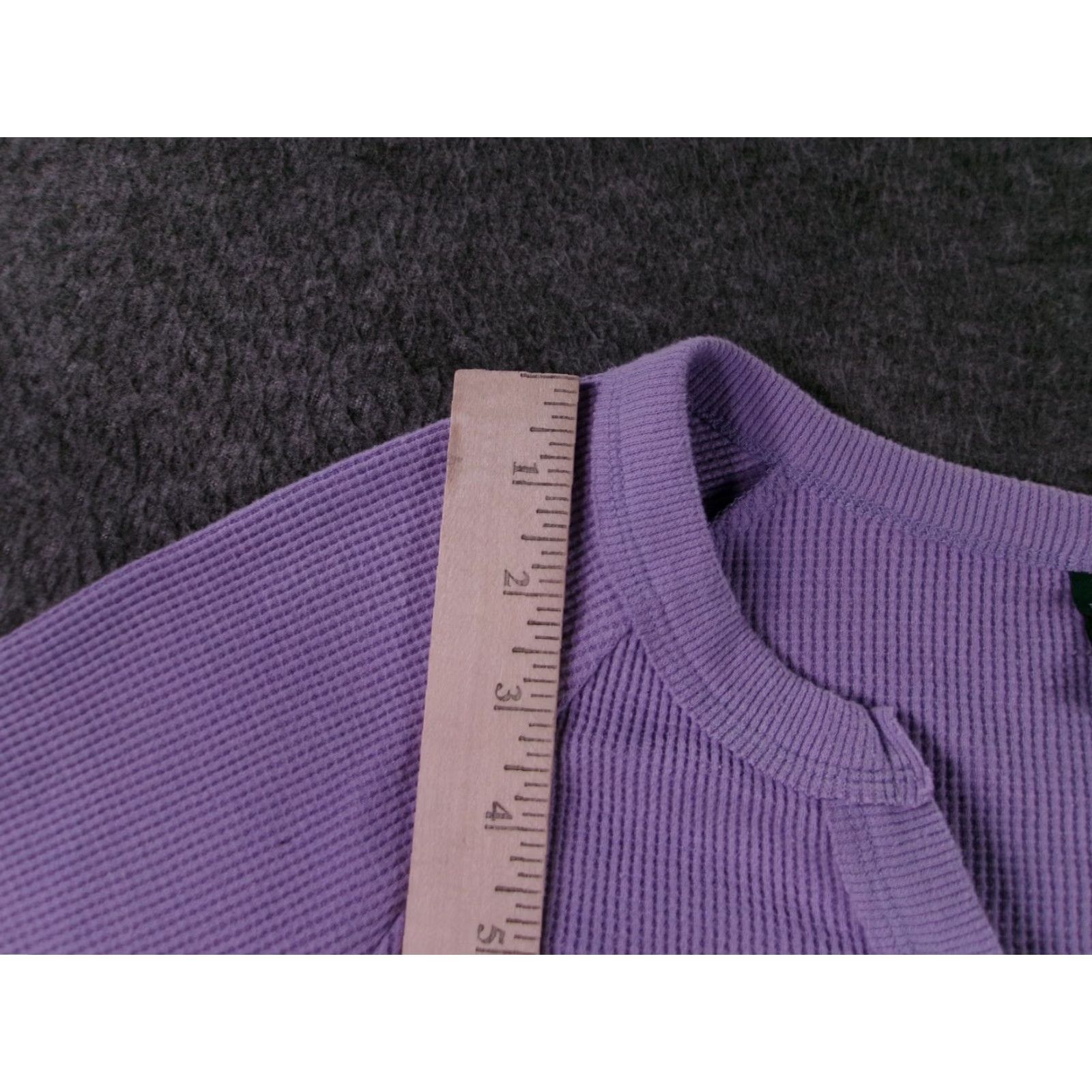 Vintage Wild Fable Purple Cropped Long Sleeve Thermal Top Womens 2XL V-Neck Raglan Sleeve Cotton Blend- Solid Shaped Lavender Purple Size XXL / US 16-18 / IT 52-54 - 4 Thumbnail