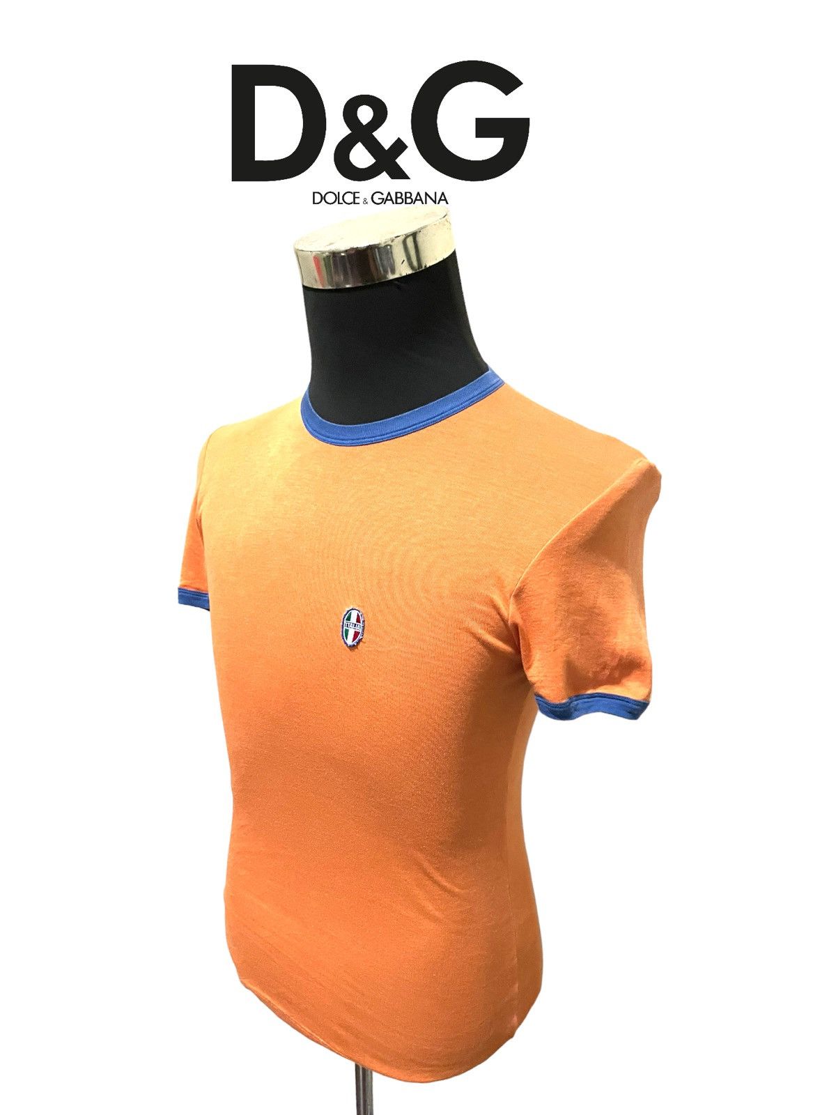 Dolce & Gabbana VTG '90s Dolce & Gabbana Italia Solarized Orange Ringer Tee Size S / US 4 / IT 40 - 2 Thumbnail