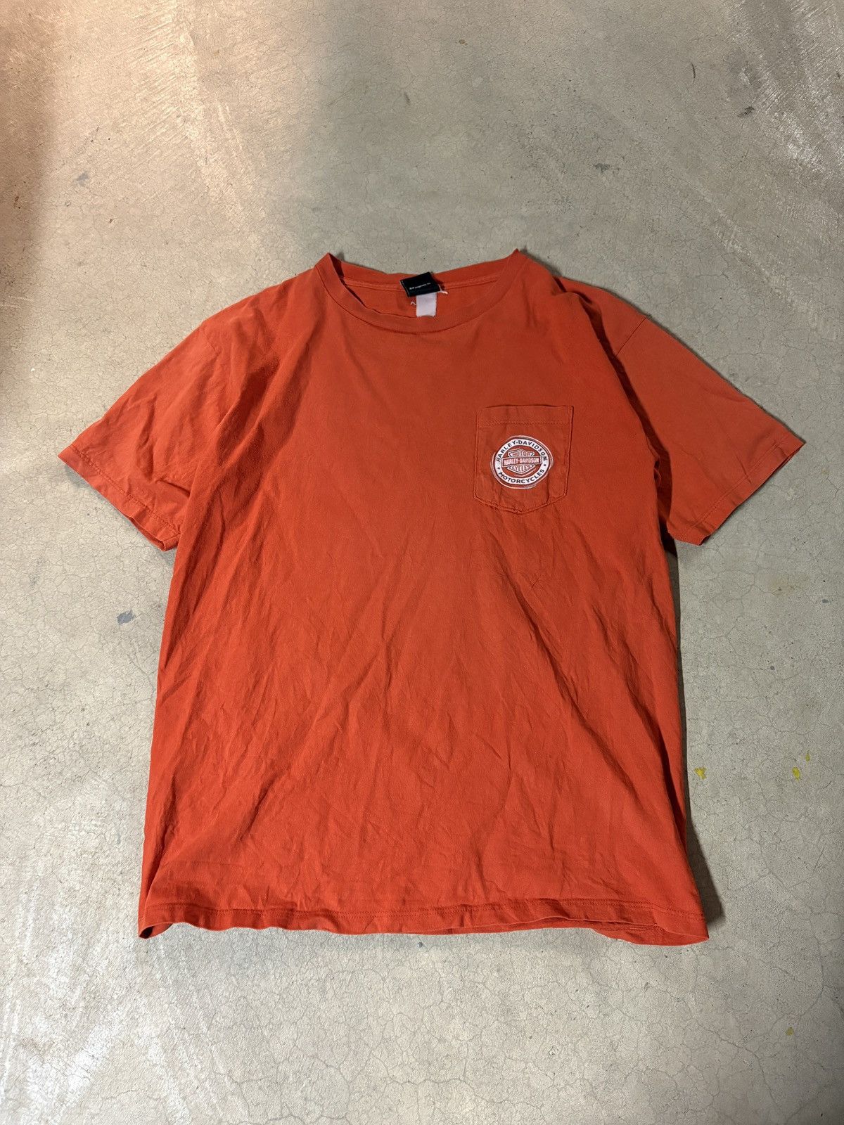 Harley Davidson × Vintage VTG 00’s Harley Davidson Graphic Pocket Tee T-shirt Orange Size US XL / EU 56 / 4 - 1 Thumbnail