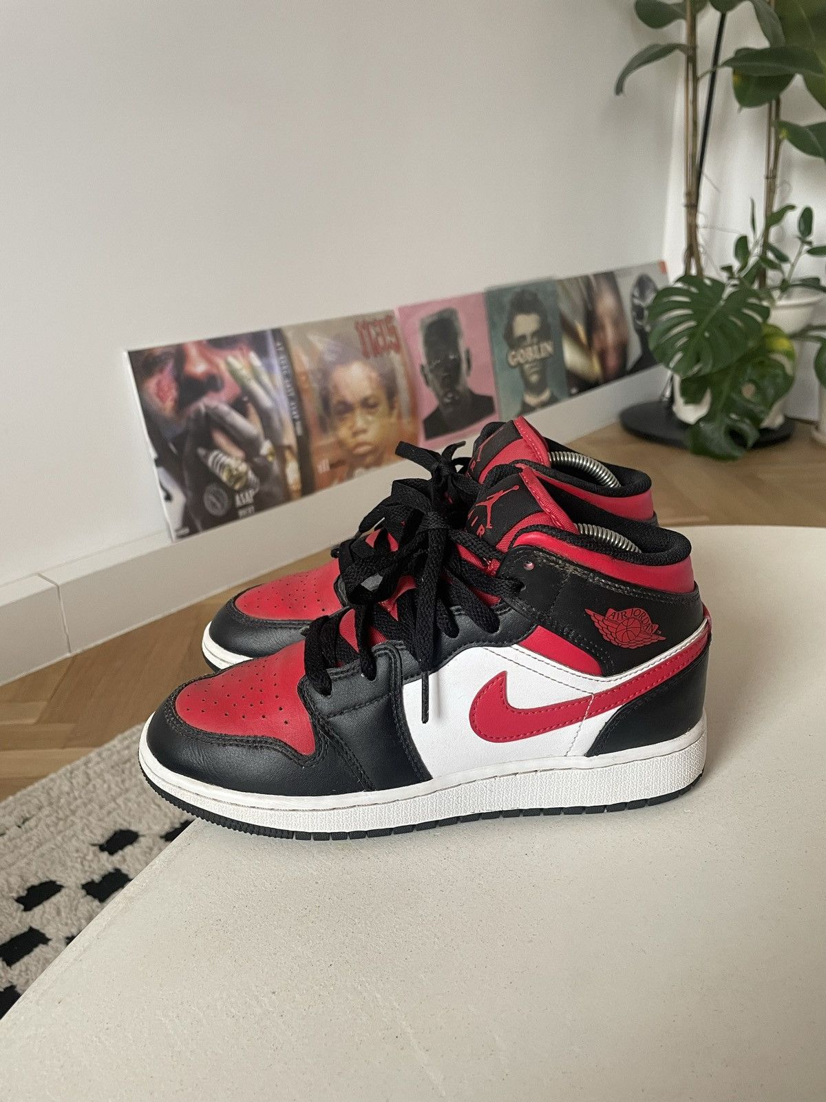 Jordan Brand Air Jordan 1 Mid GS 4.5Y Streetwear Sneakers Hype Bred Rare Grailed