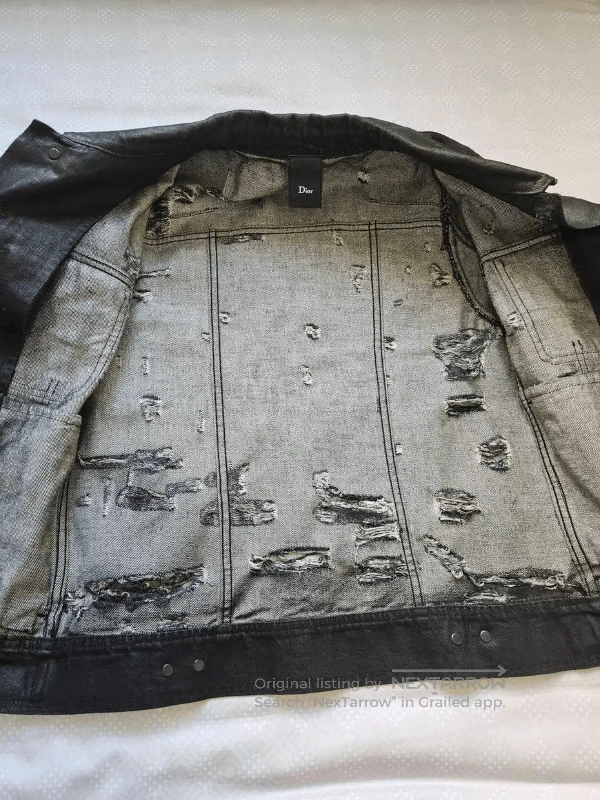 Dior Sz 44 Dior Homme 04SS By Hedi Waxed Distressed Denim Jacket Size US S / EU 44-46 / 1 - 7 Thumbnail