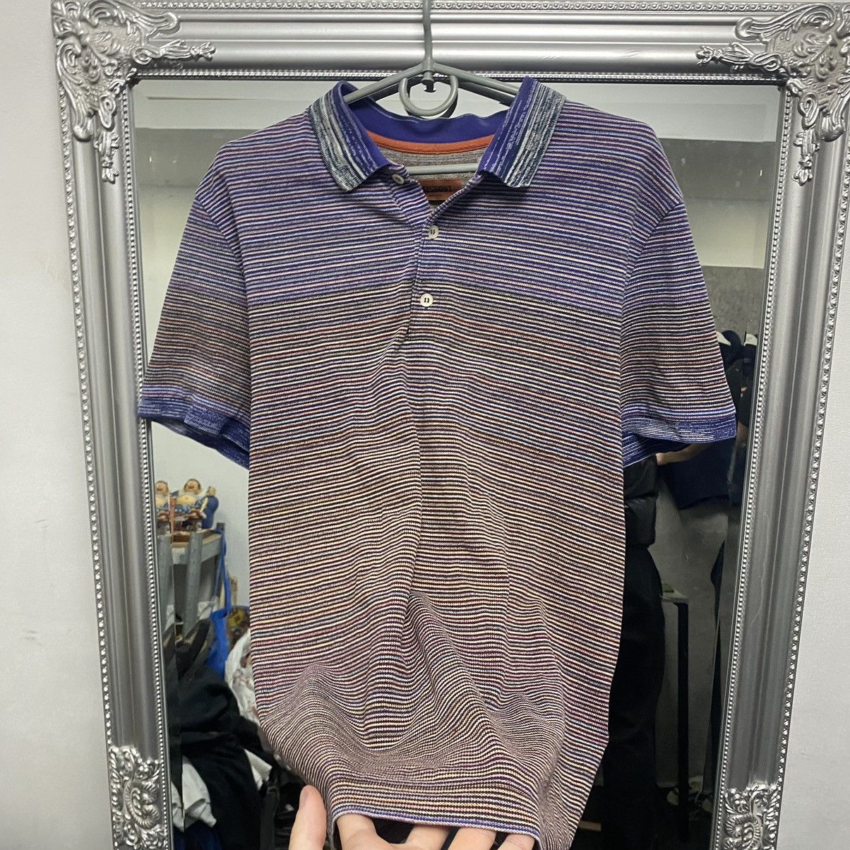 Missoni Missoni Striper Polo T-Shirt Vintage Size US L / EU 52-54 / 3 - 3 Thumbnail