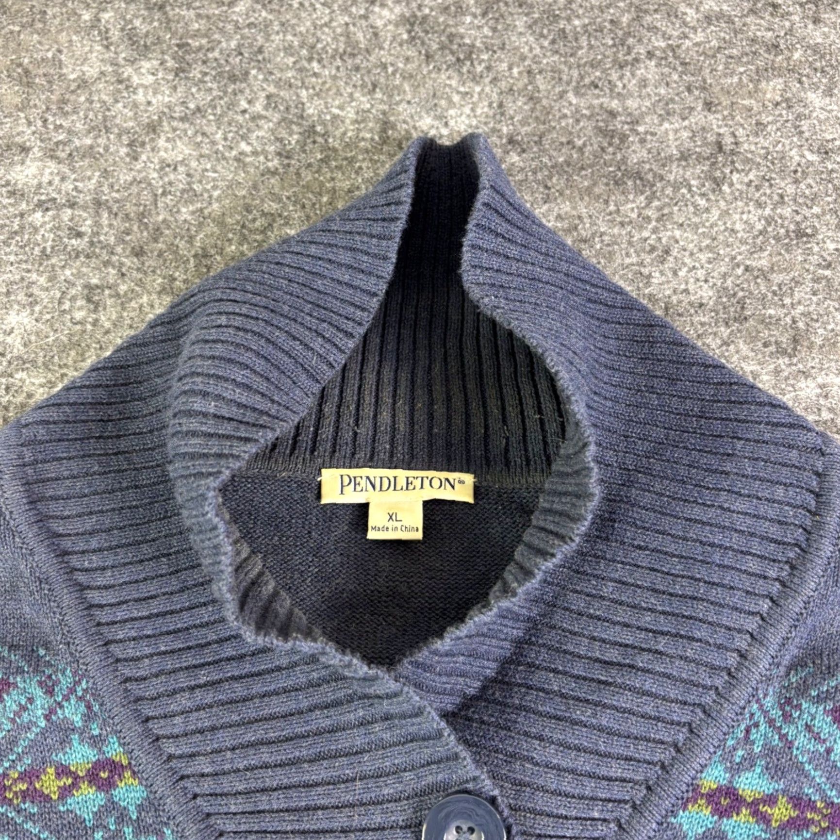 Pendleton VINTAGE Pendleton Geometric Wool Blend Sweater XL Blue Teal Orange Button Size XL / US 12-14 / IT 48-50 - 7 Thumbnail