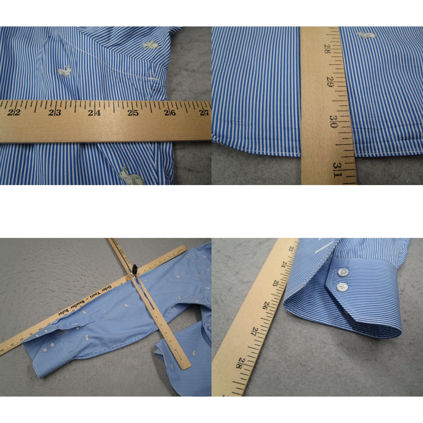 Vintage NIGEL CURTISS Shirt Mens XL Blue Stripe Button Up AOP Rabbit Long Sleeve Dress Shirt Size US XL / EU 56 / 4 - 8 Thumbnail