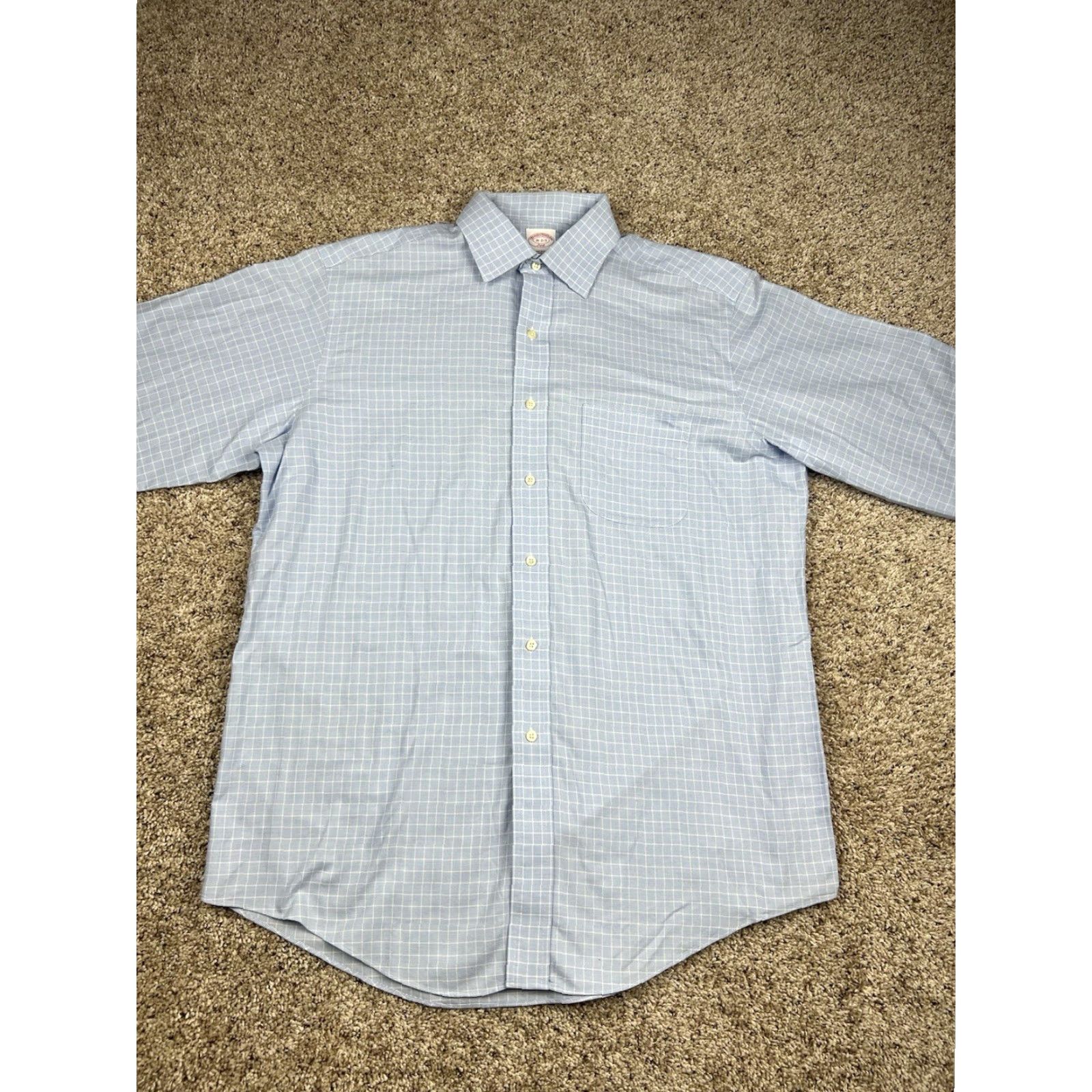 Brooks Brothers Brooks Brothers Dress Shirt 16.5-2/3 Men Blue Plaid Button Up Long Sleeve Cotton Size 46R - 3 Thumbnail
