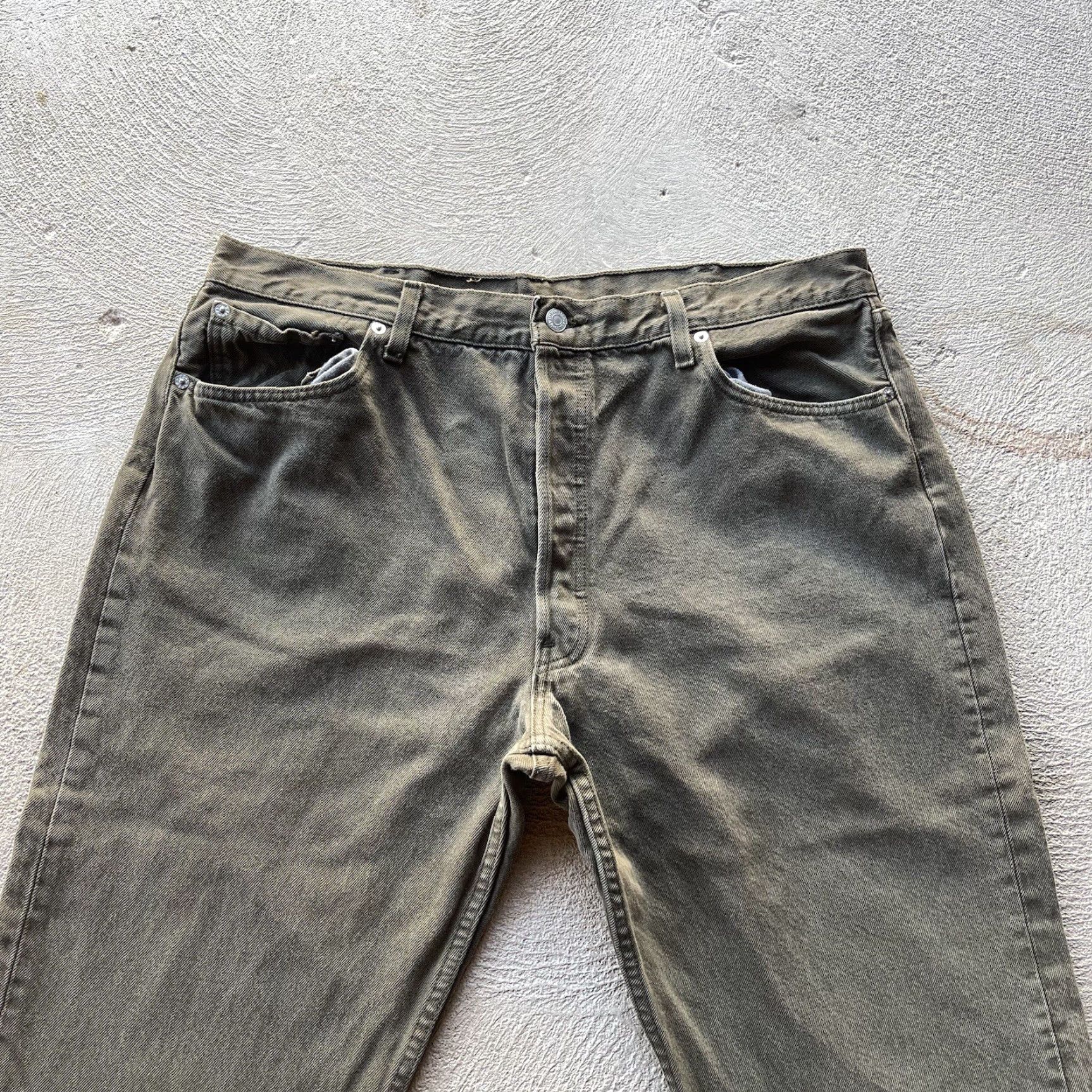 Levi's VINTAGE Levi's Jeans 501 Button Fly Straight Denim 36x32 Green 80s 90s American Mens Size US 36 / EU 52 - 6 Thumbnail