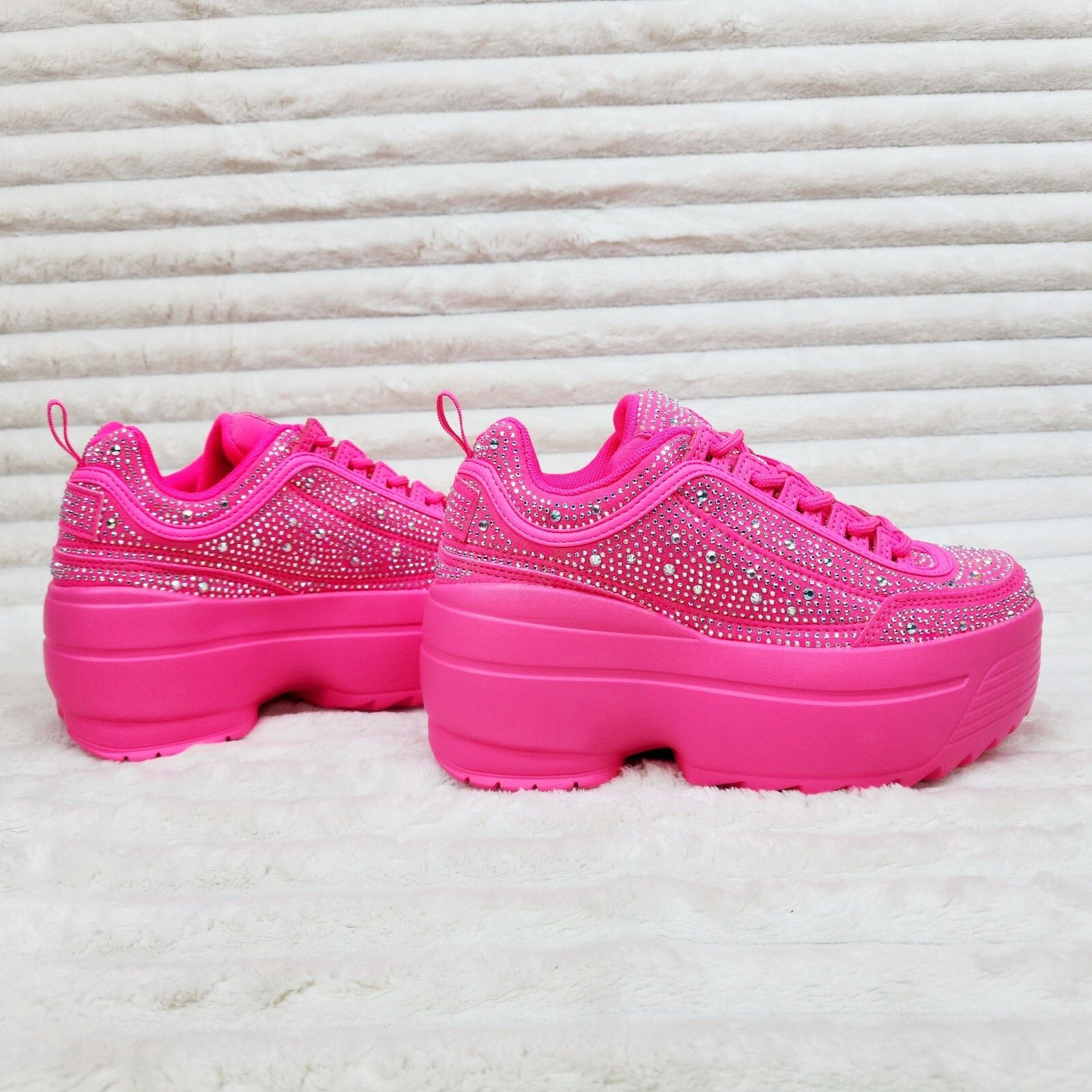 Other Ultra Cush Hot Pink Rhinestone Platform Sneakers (US Shoe Si Size US 10 / IT 40 - 5 Thumbnail