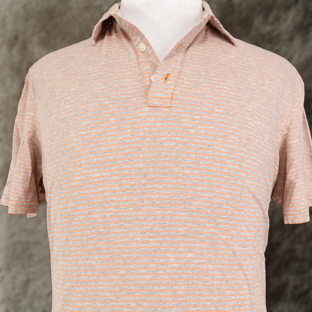 Michael Kors Michael Kors Polo Shirt Mens Large Orange Gray Striped Short Sleeve Cotton Size US L / EU 52-54 / 3 - 1 Thumbnail